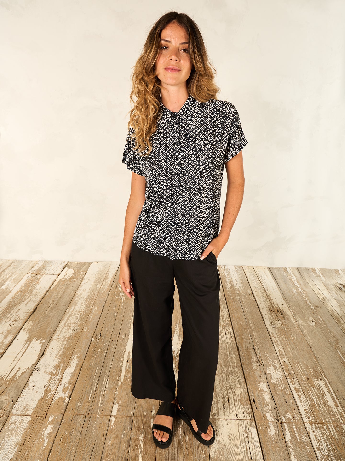Blouse with button placket