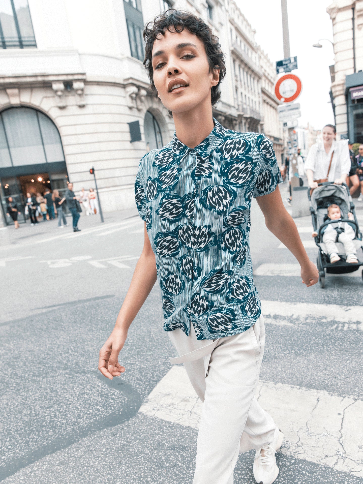Blouse with button placket