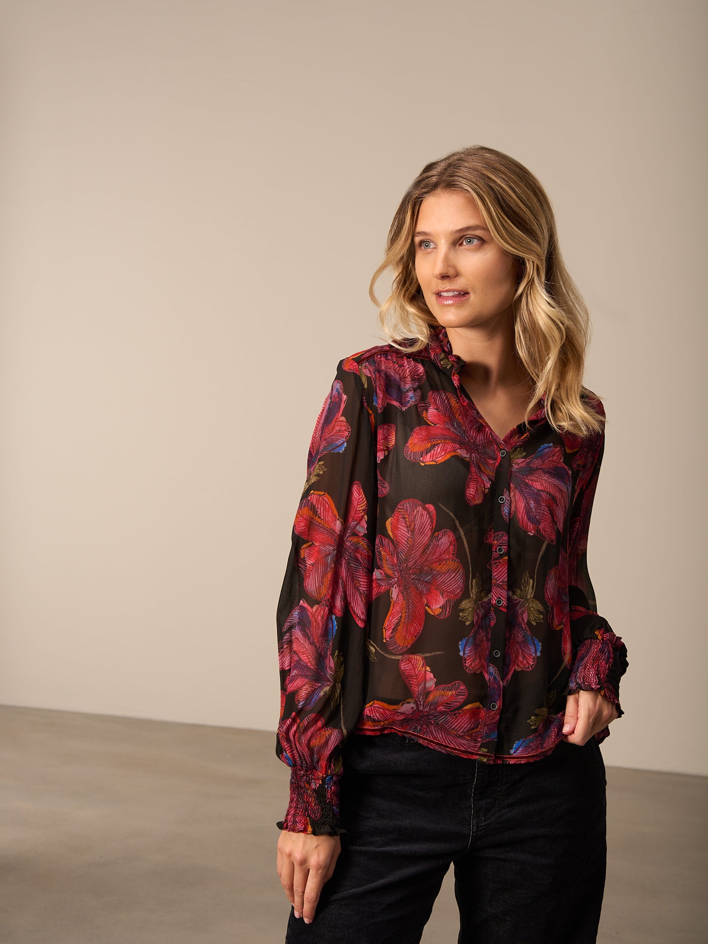 Blouse with ruffle detail