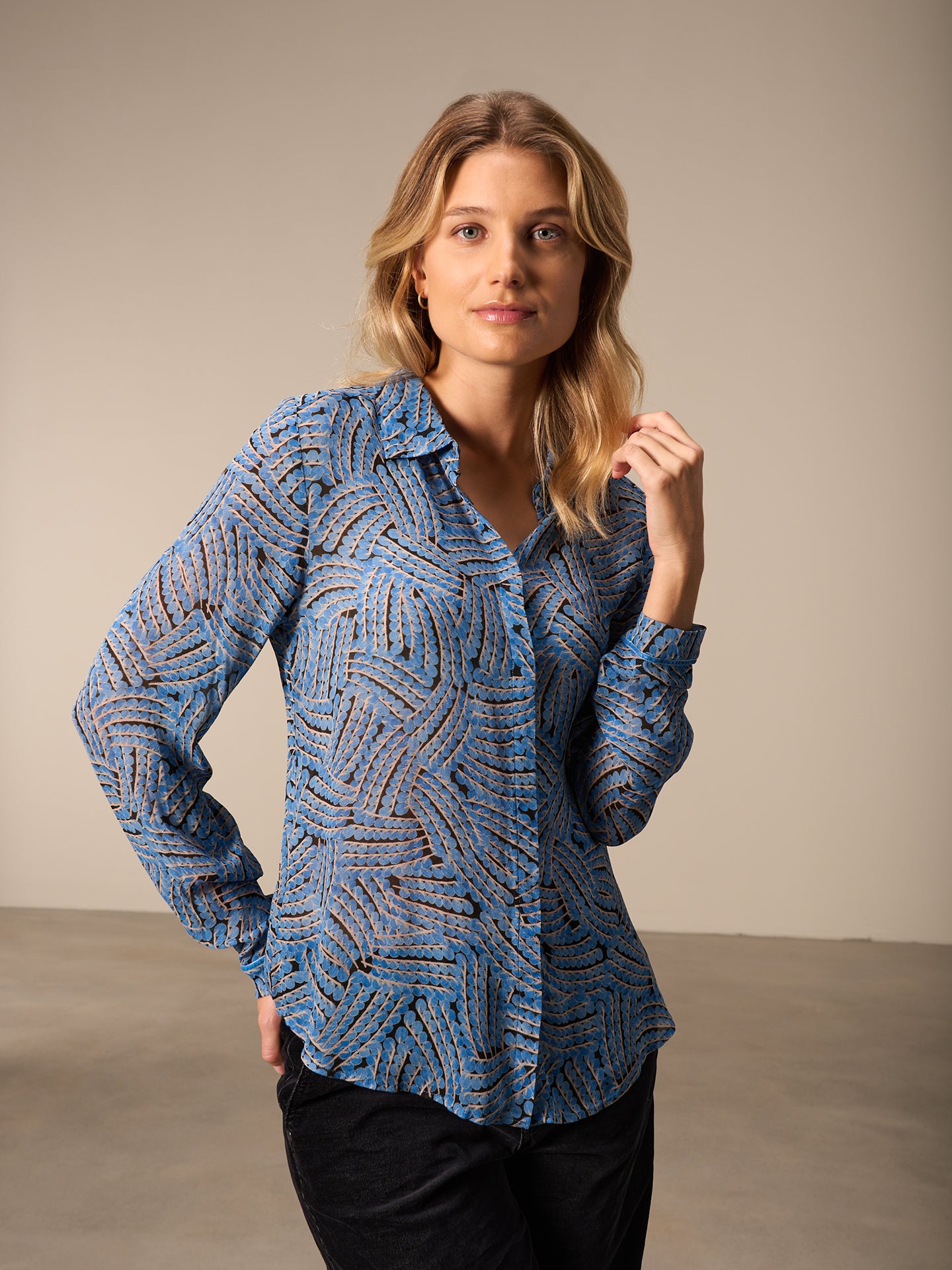 Blouse with button placket