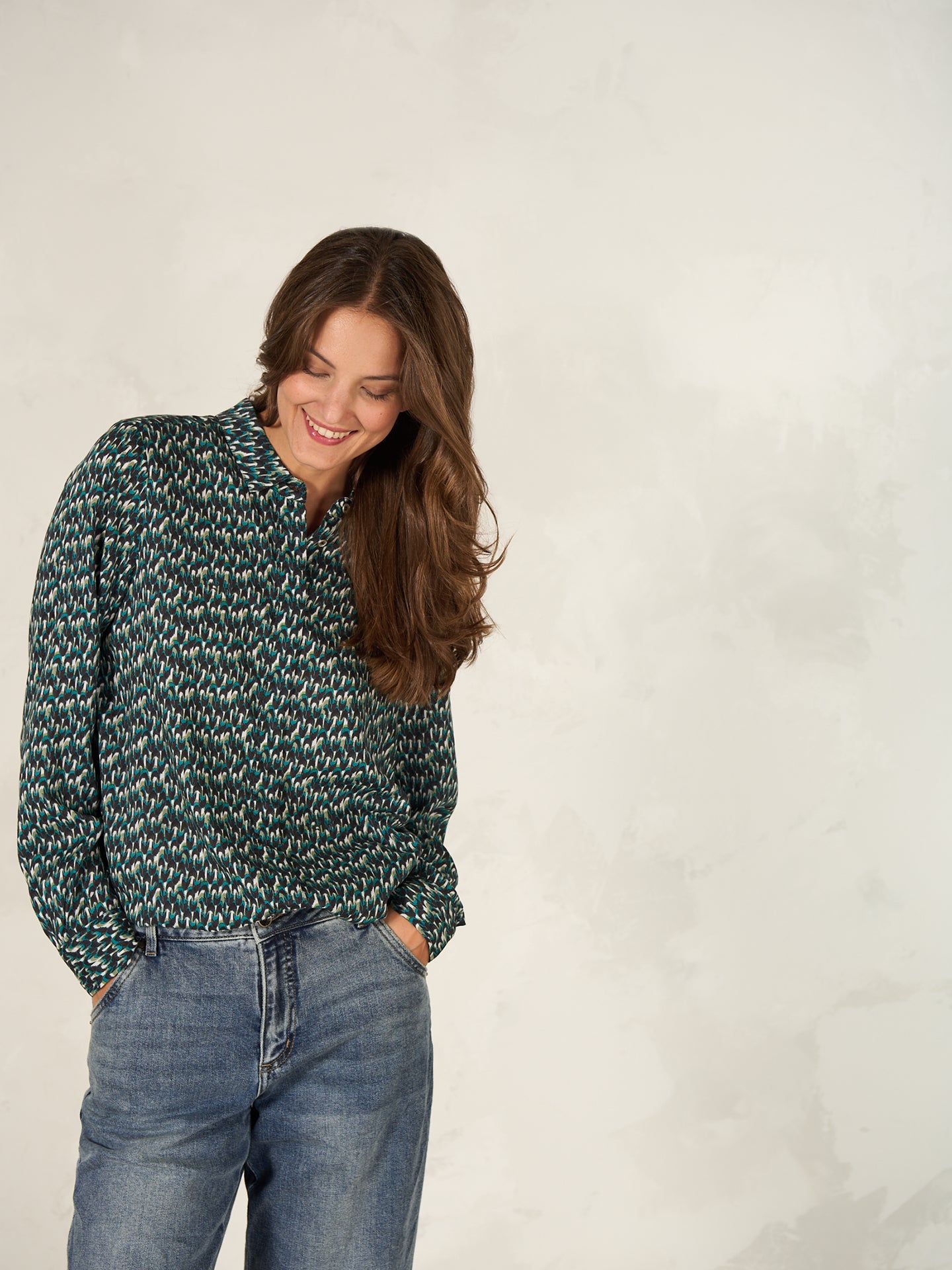 Blouse with button placket
