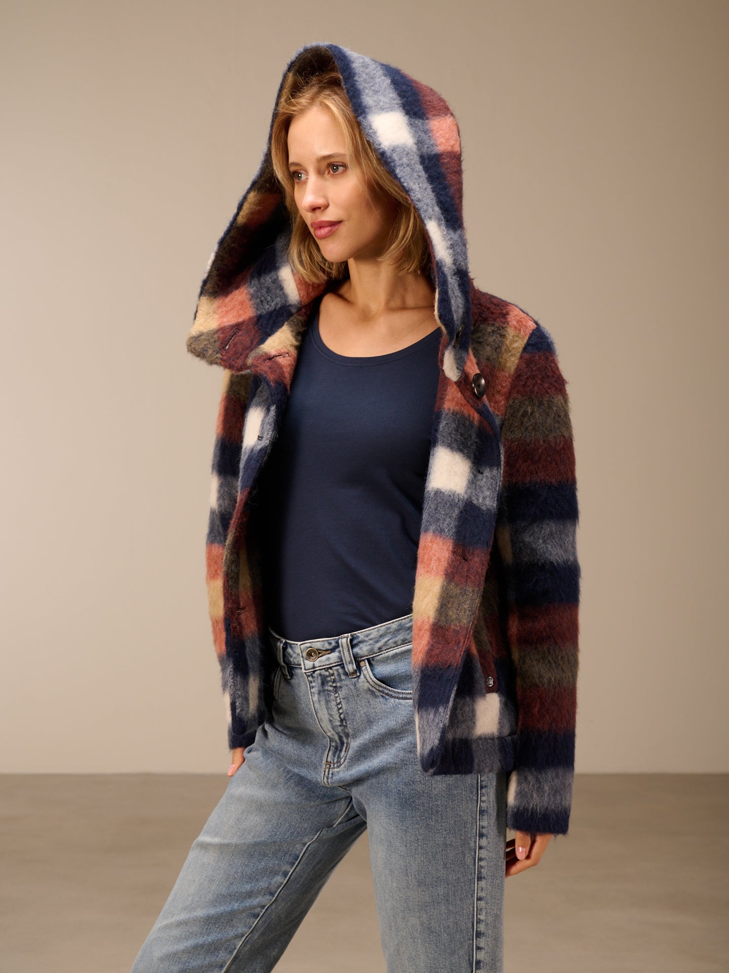 Jacket with check pattern