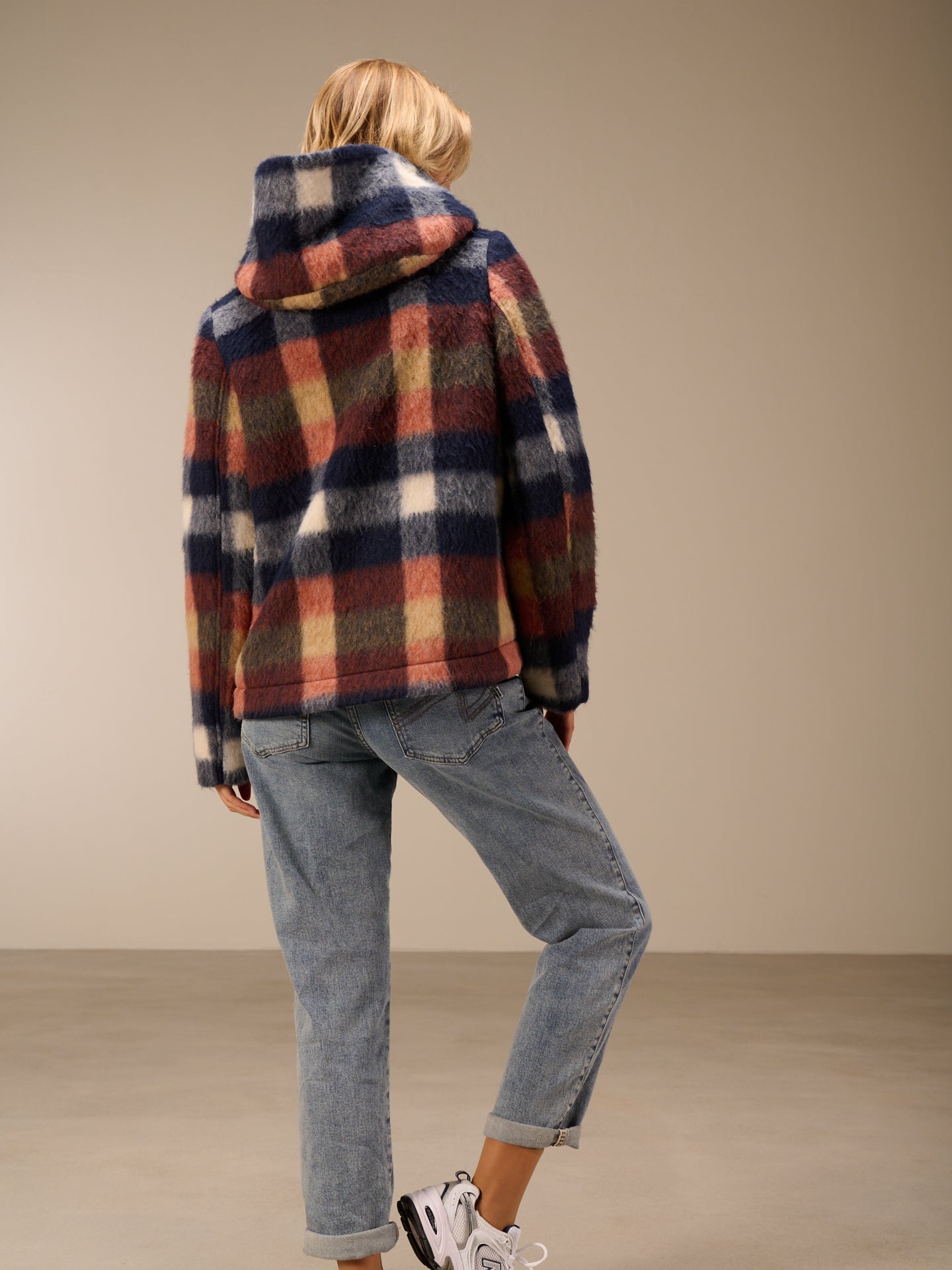 Jacket with check pattern