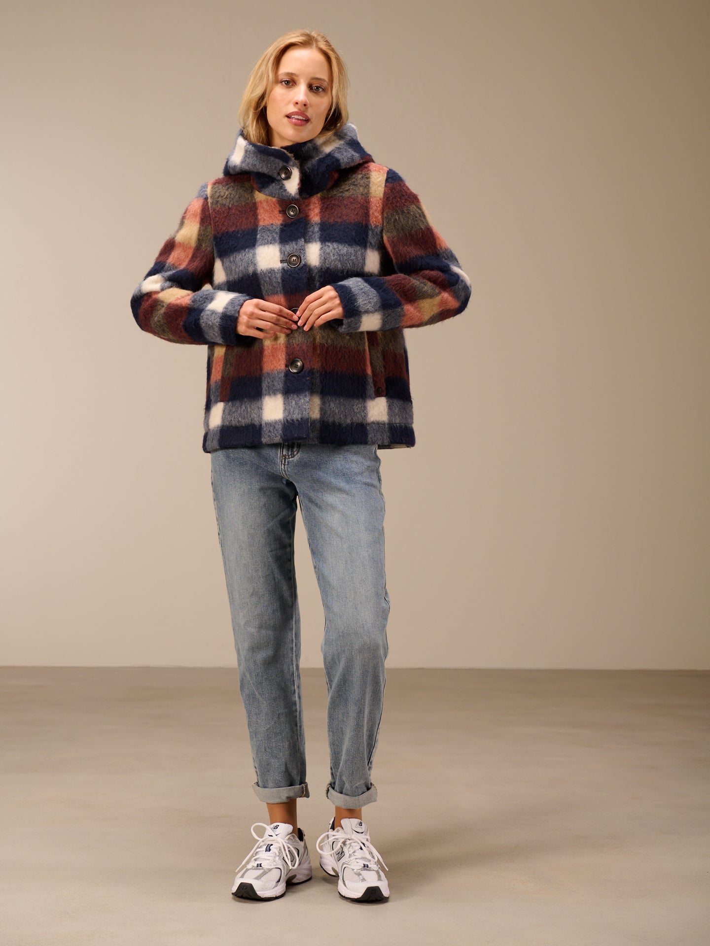 Jacket with check pattern