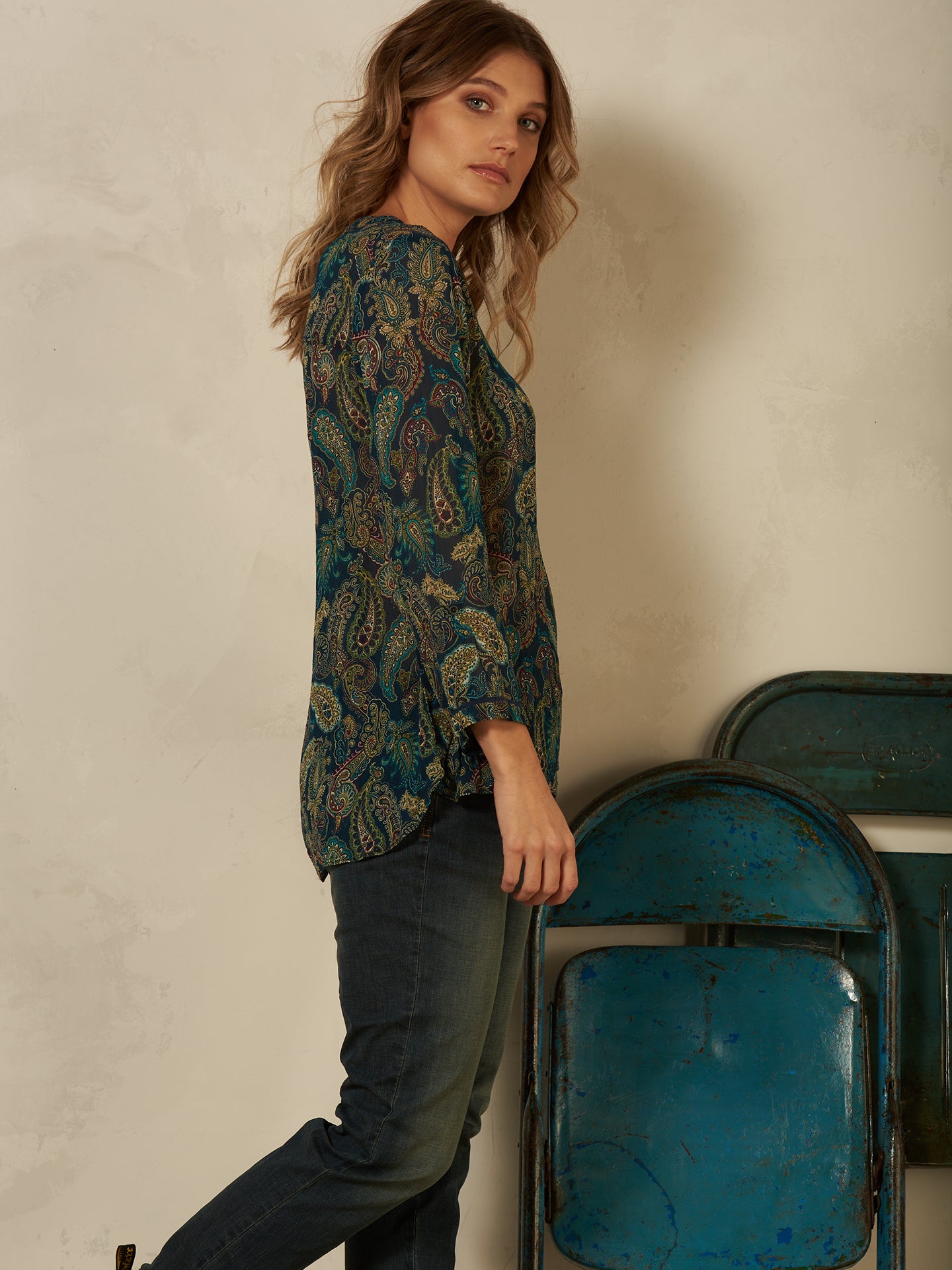 Bluse mit V-Ausschnitt