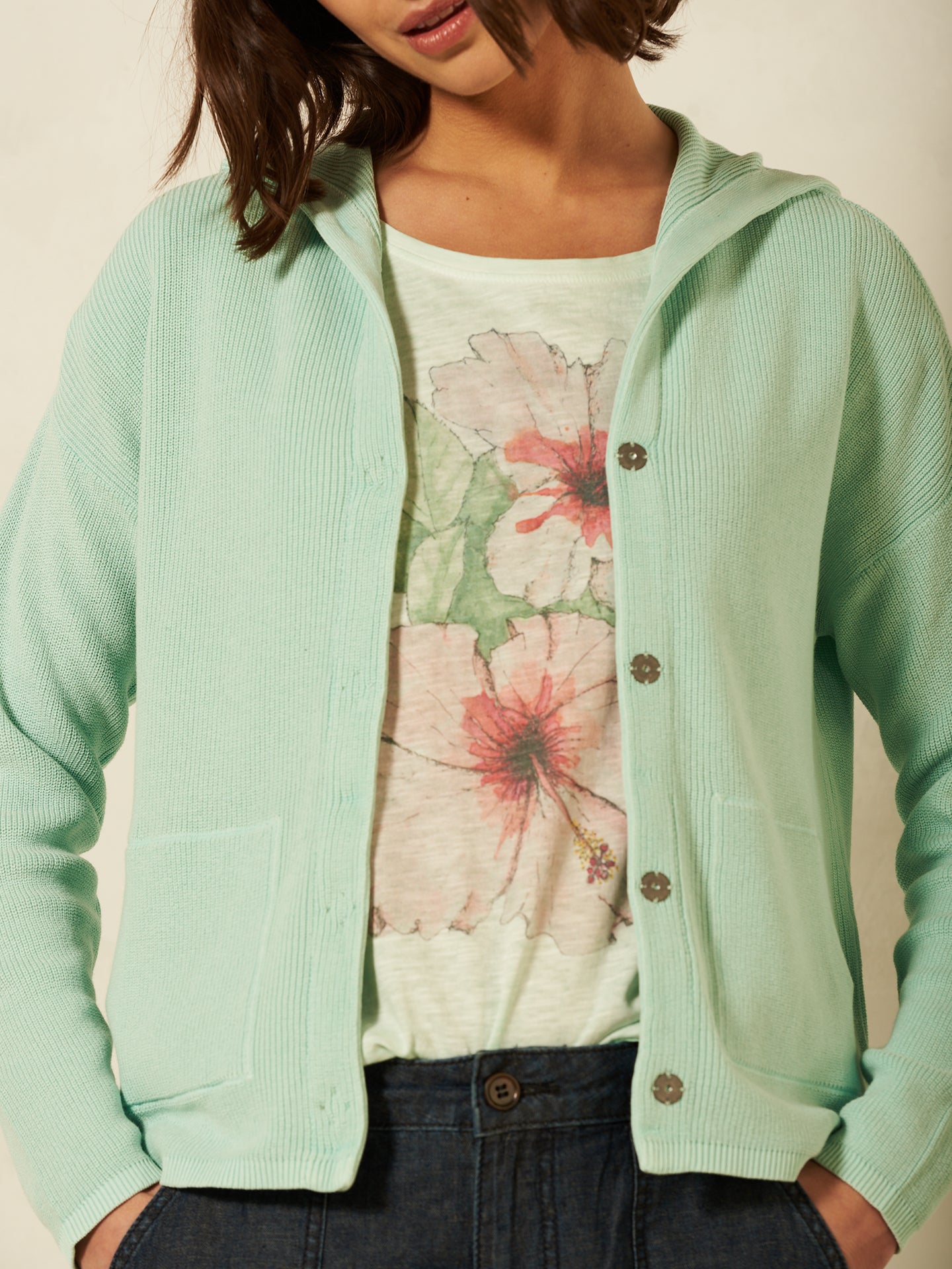 Strickjacke mit Kapuze