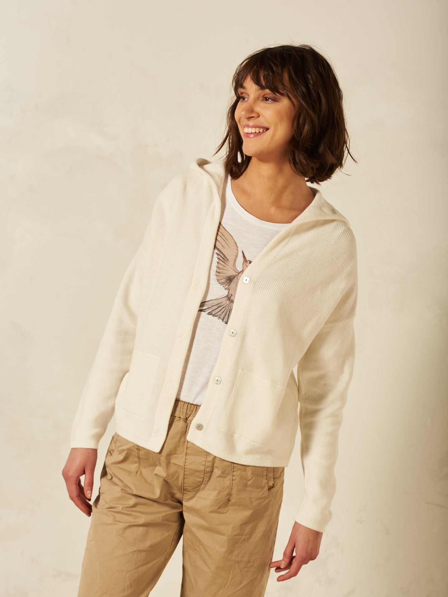 Strickjacke mit Kapuze