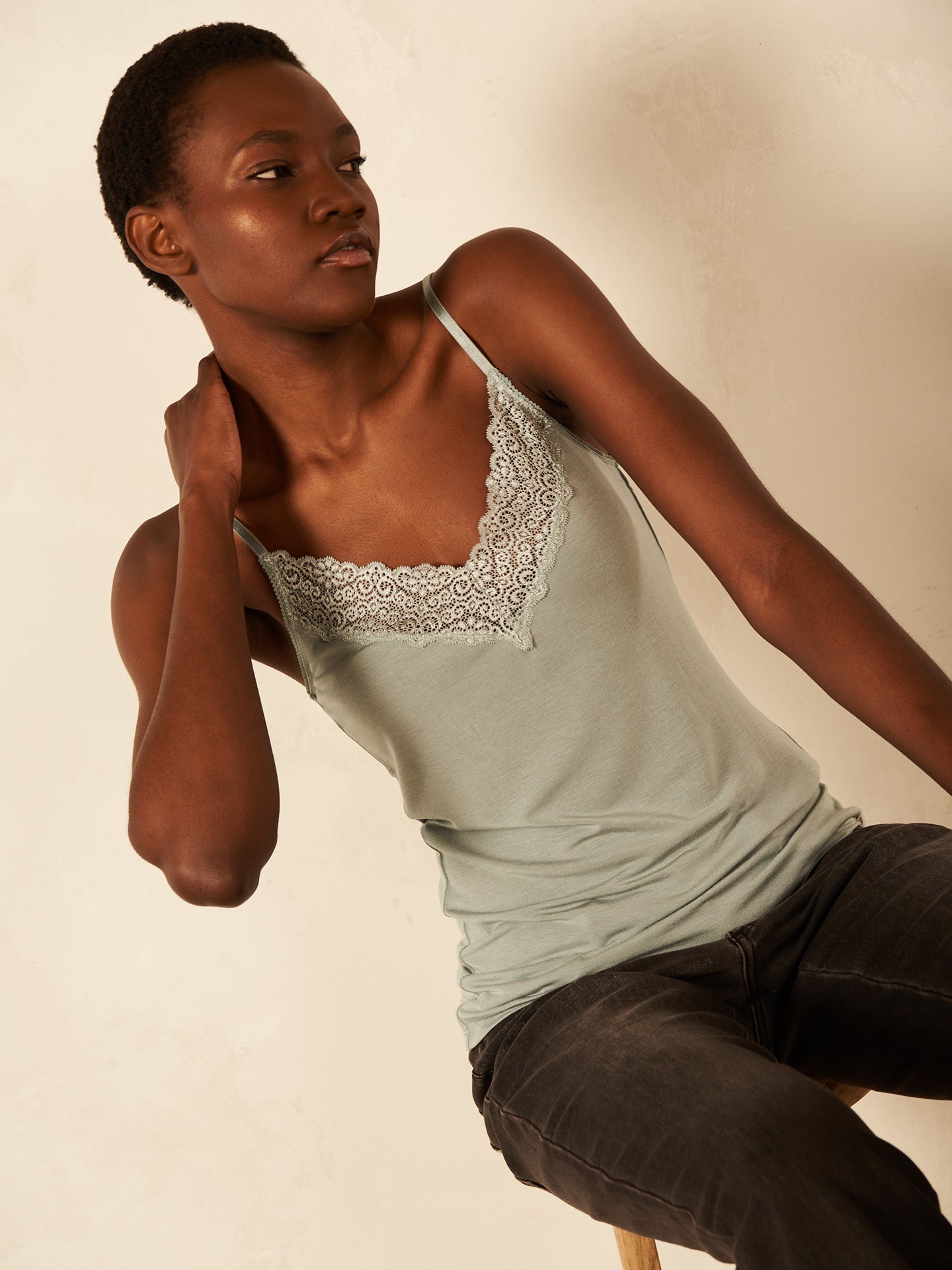 Top with lace insert