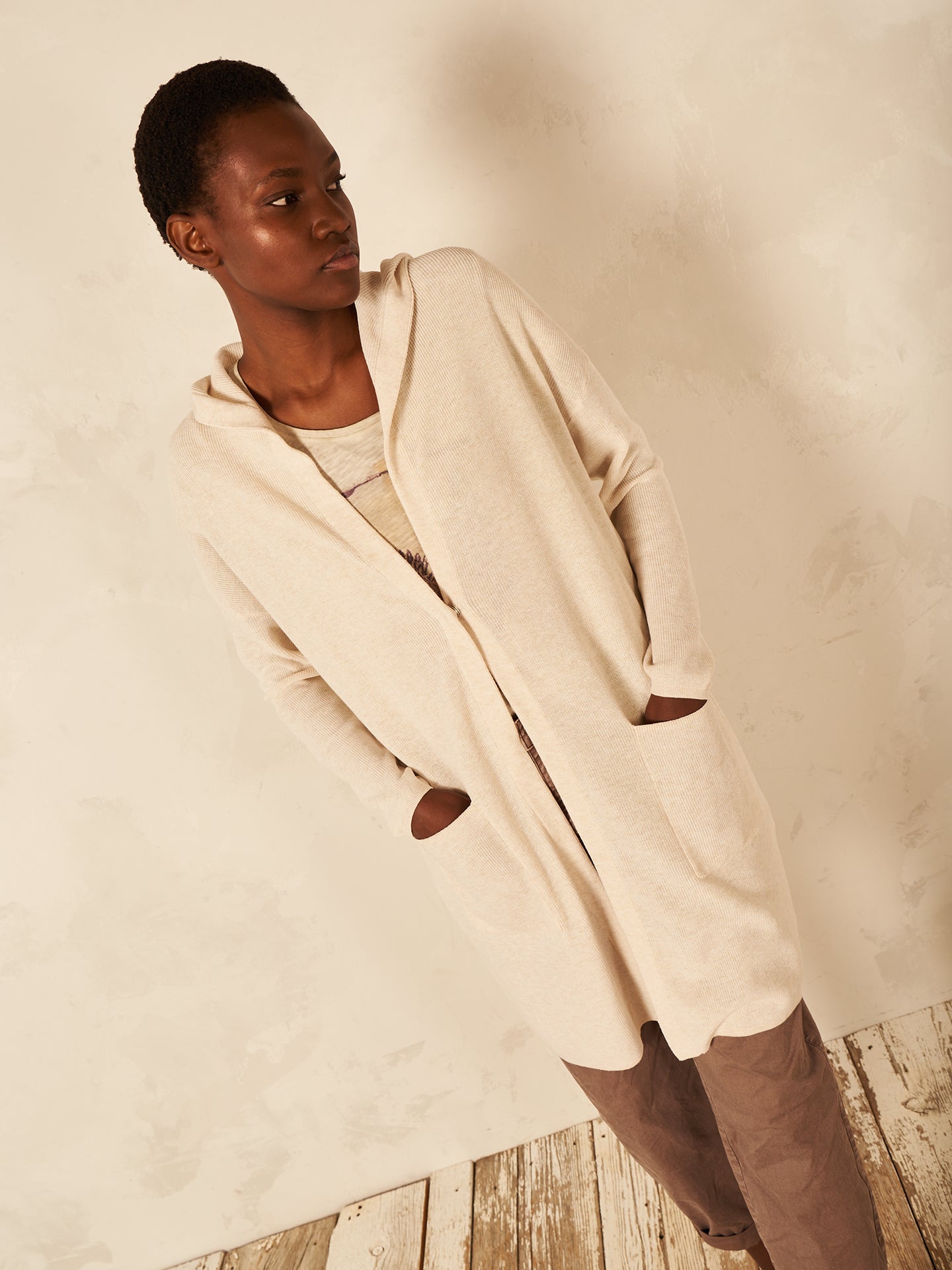 Strickjacke mit Kapuze