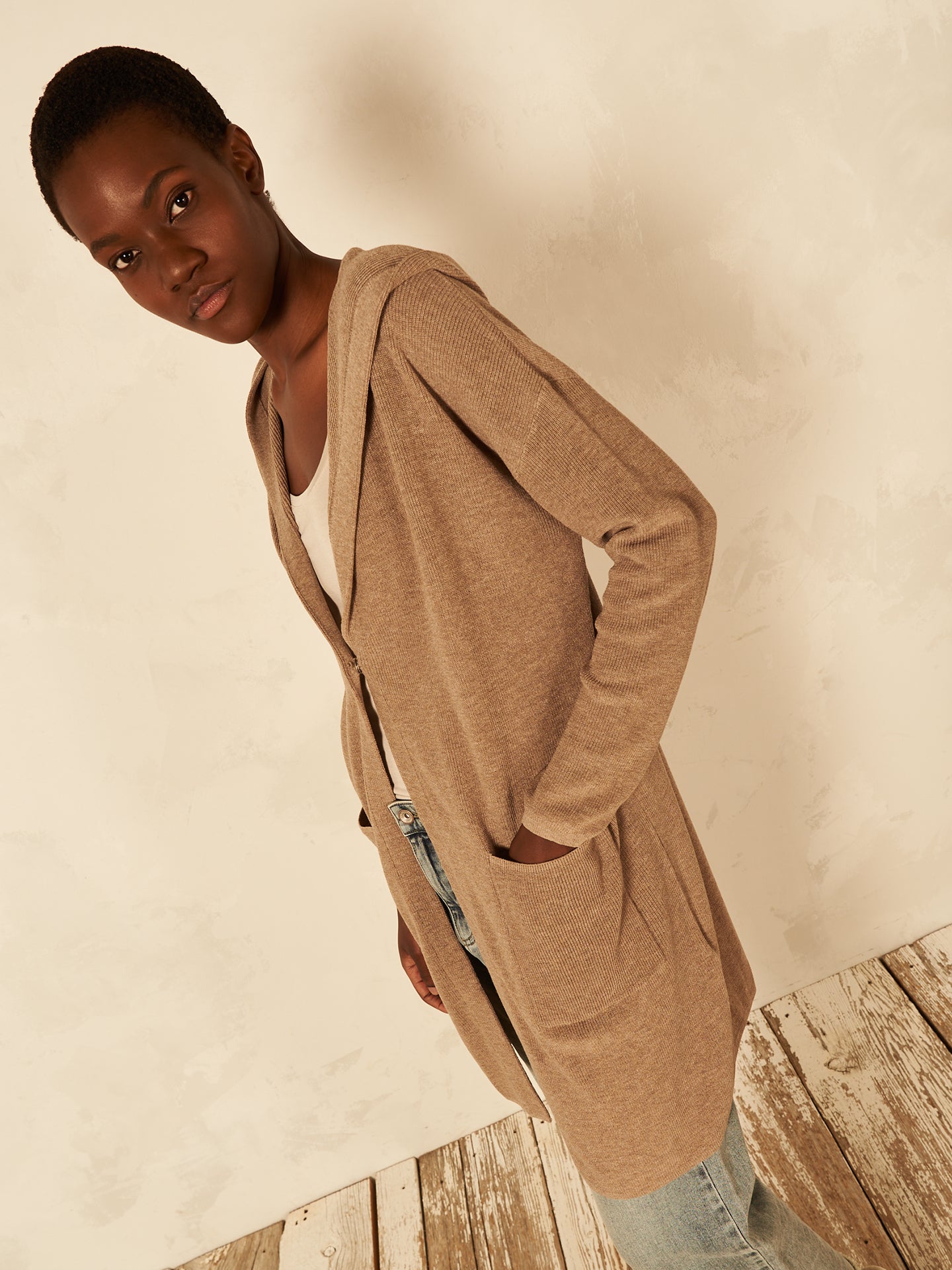 Strickjacke mit Kapuze