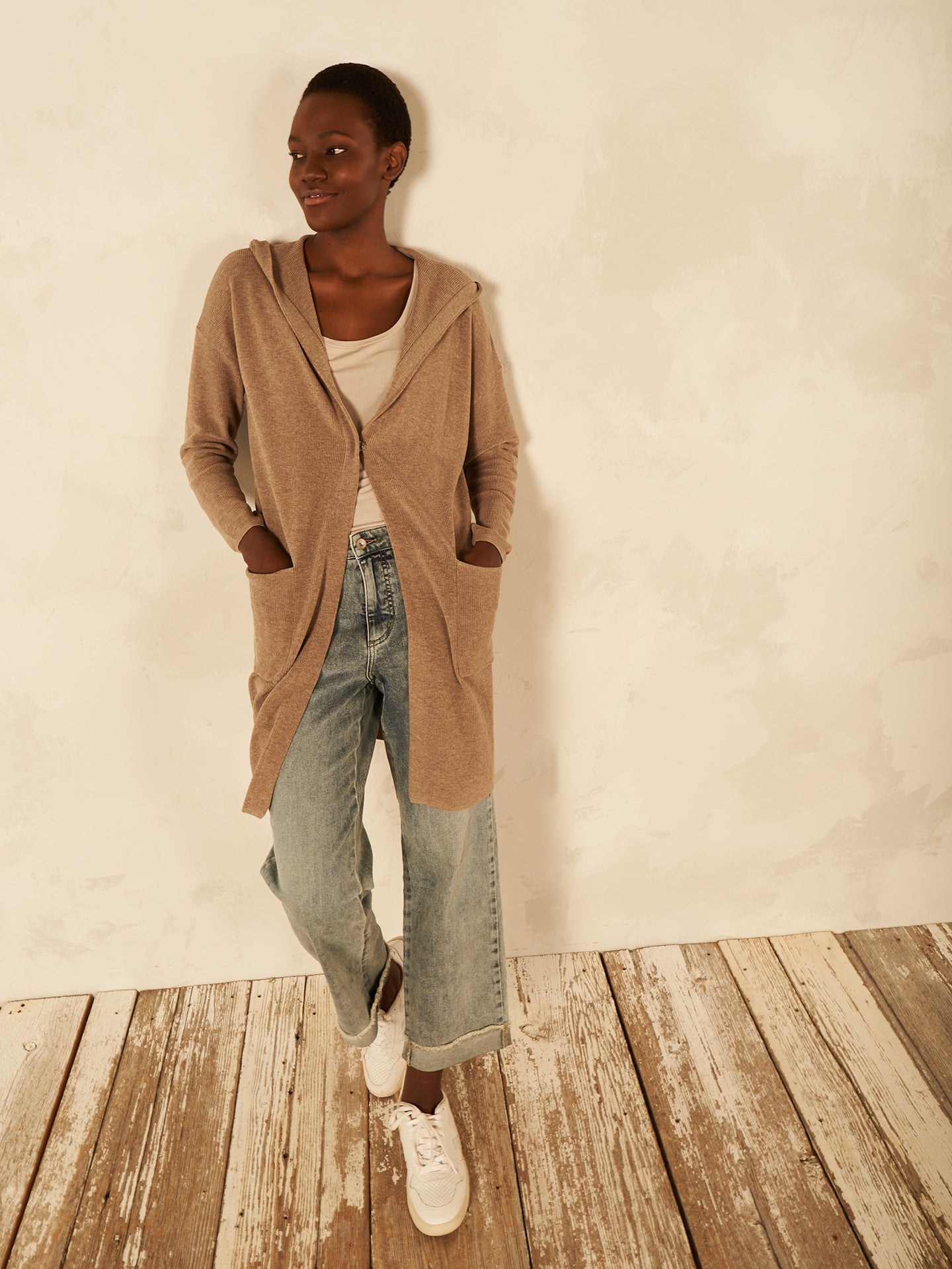 Strickjacke mit Kapuze