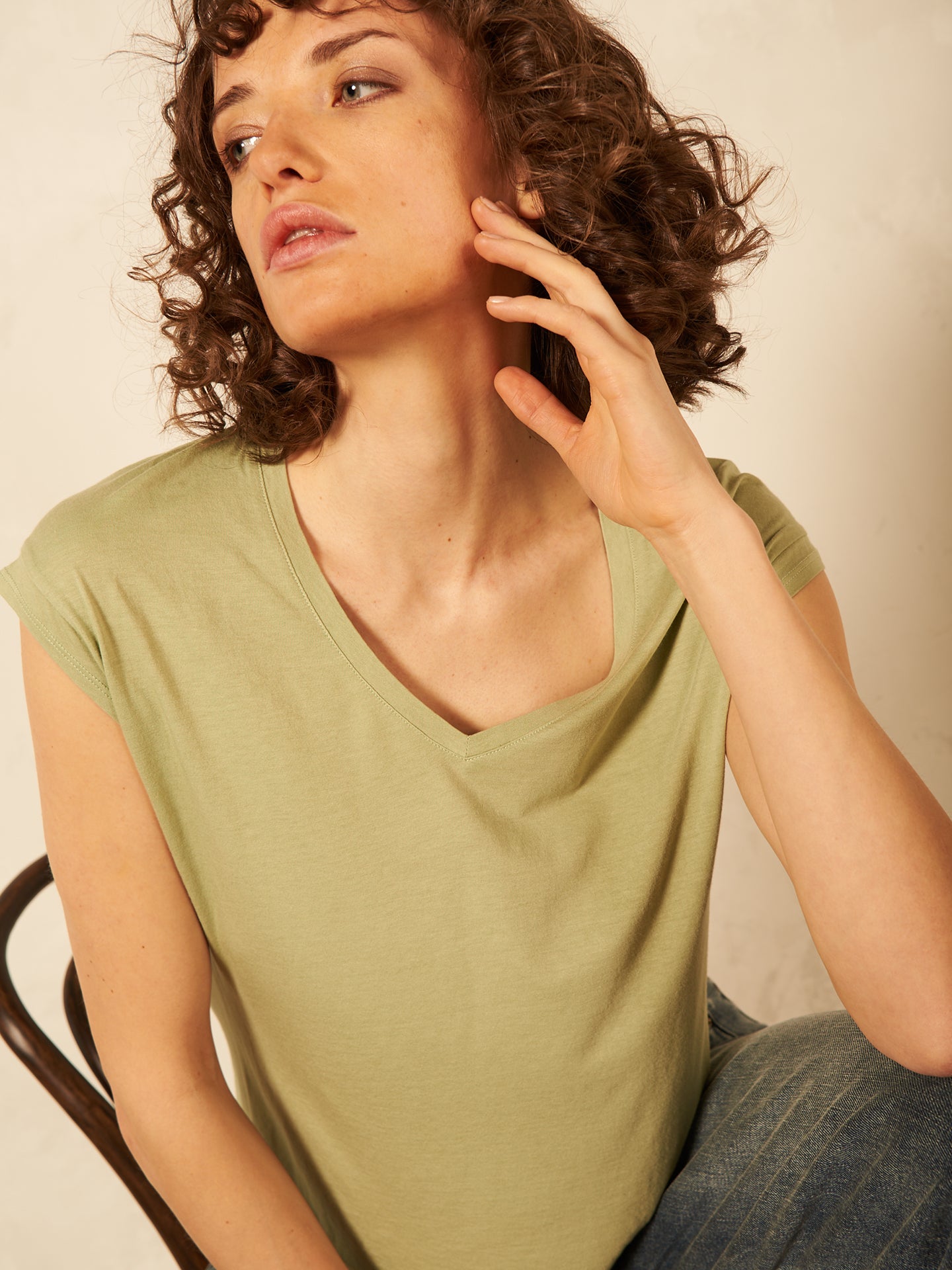 Shirt with V-neck