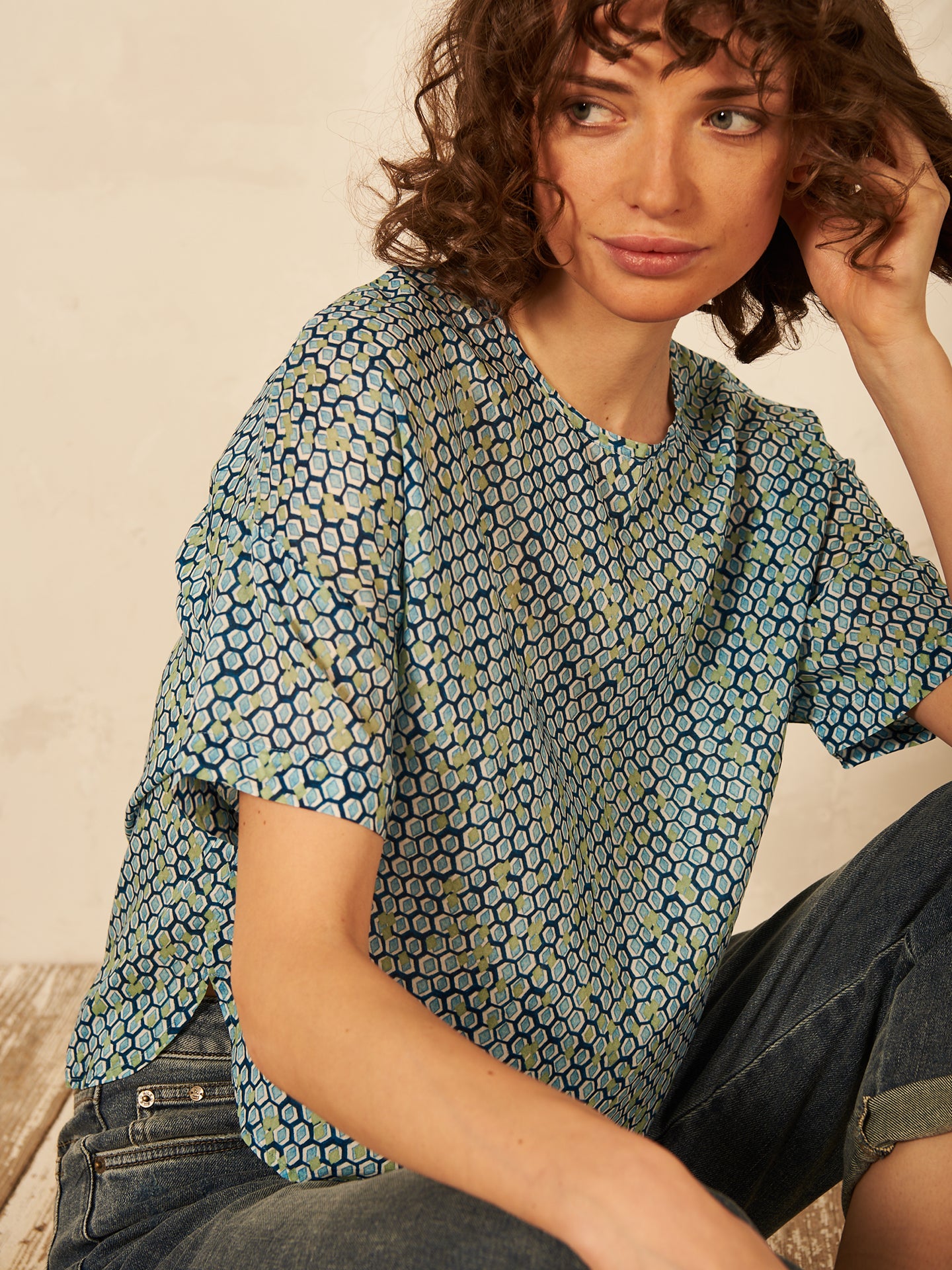 Bluse mit Rundhals