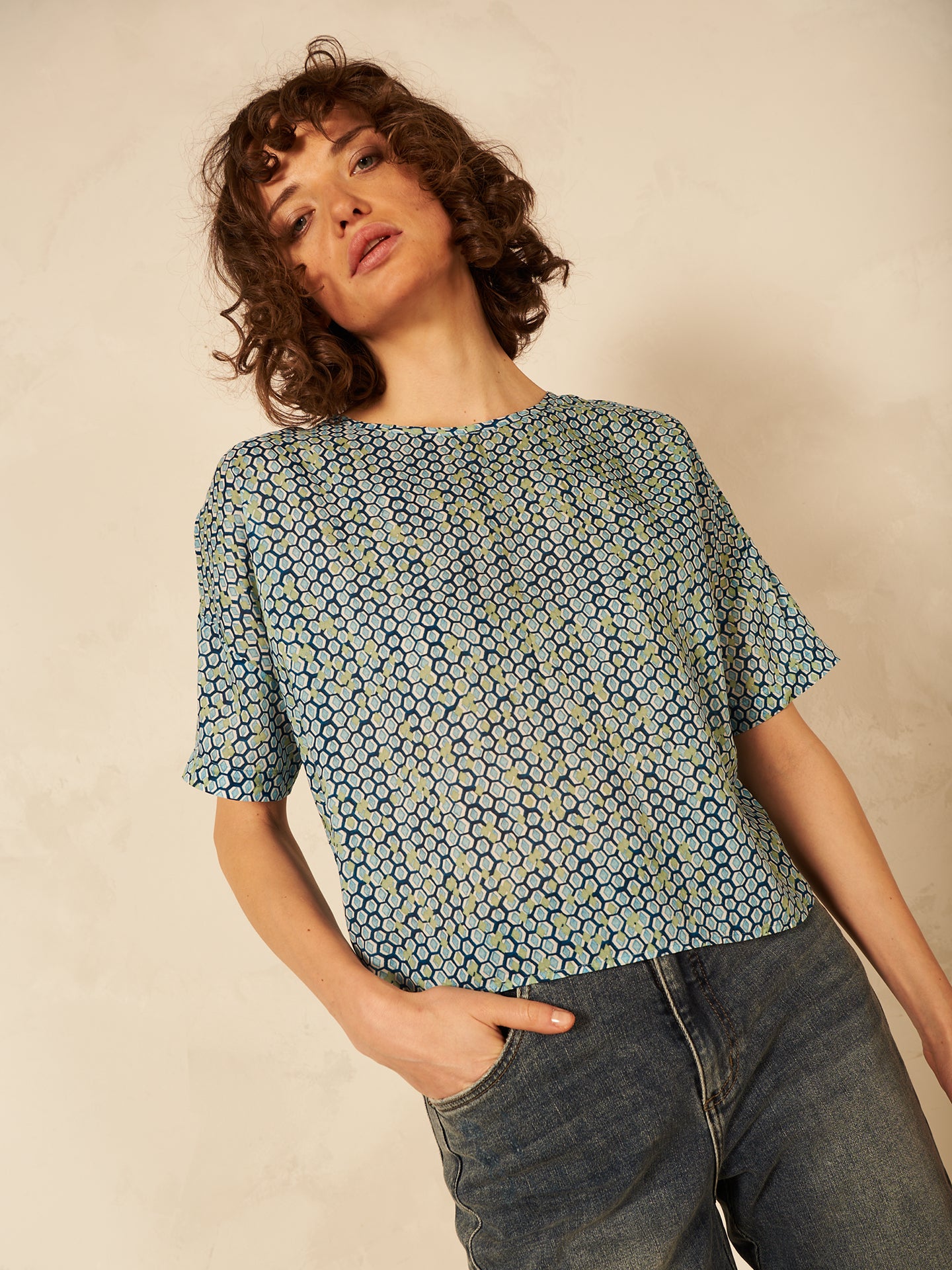 Bluse mit Rundhals