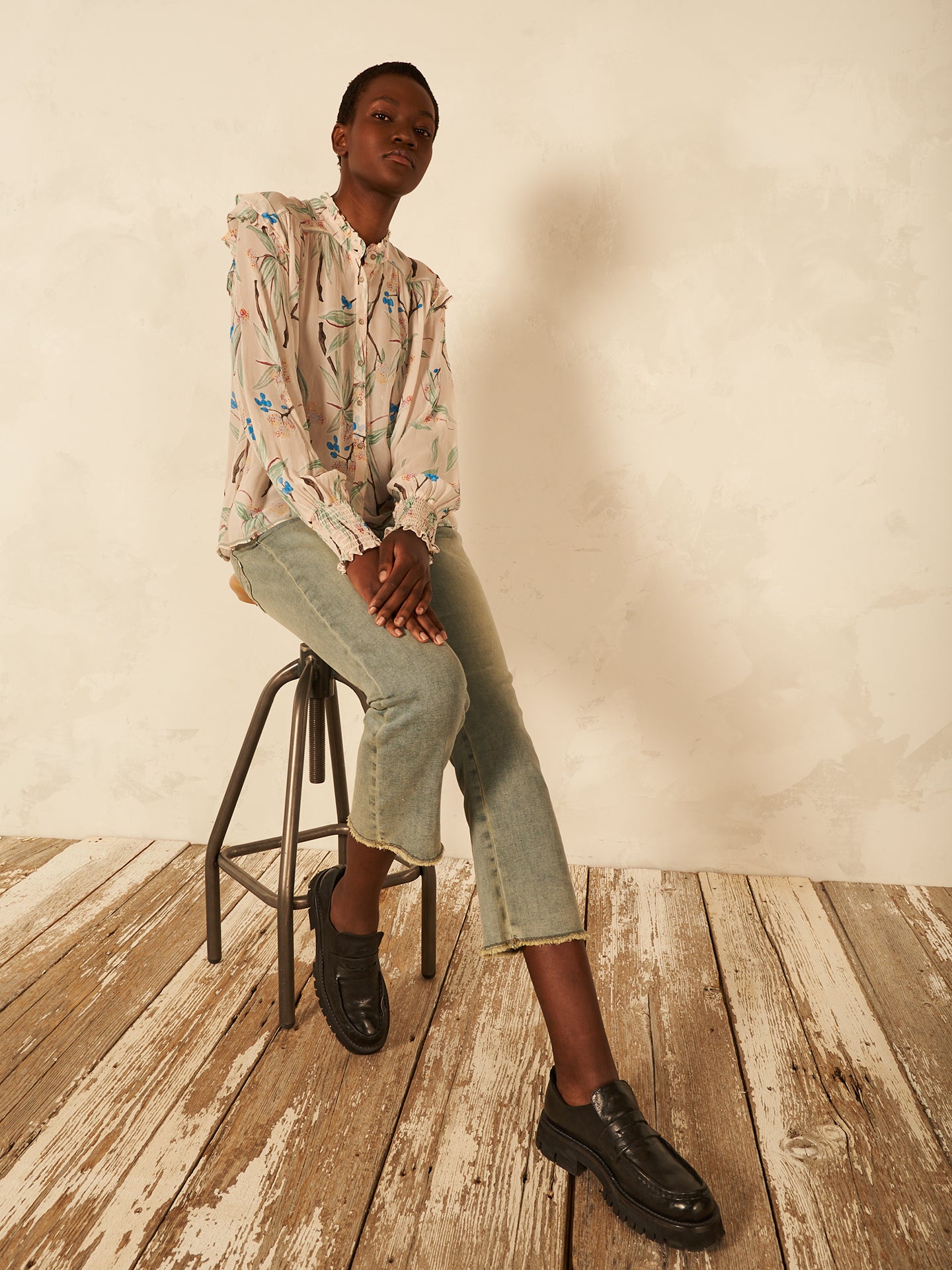 blouse avec détails à volants