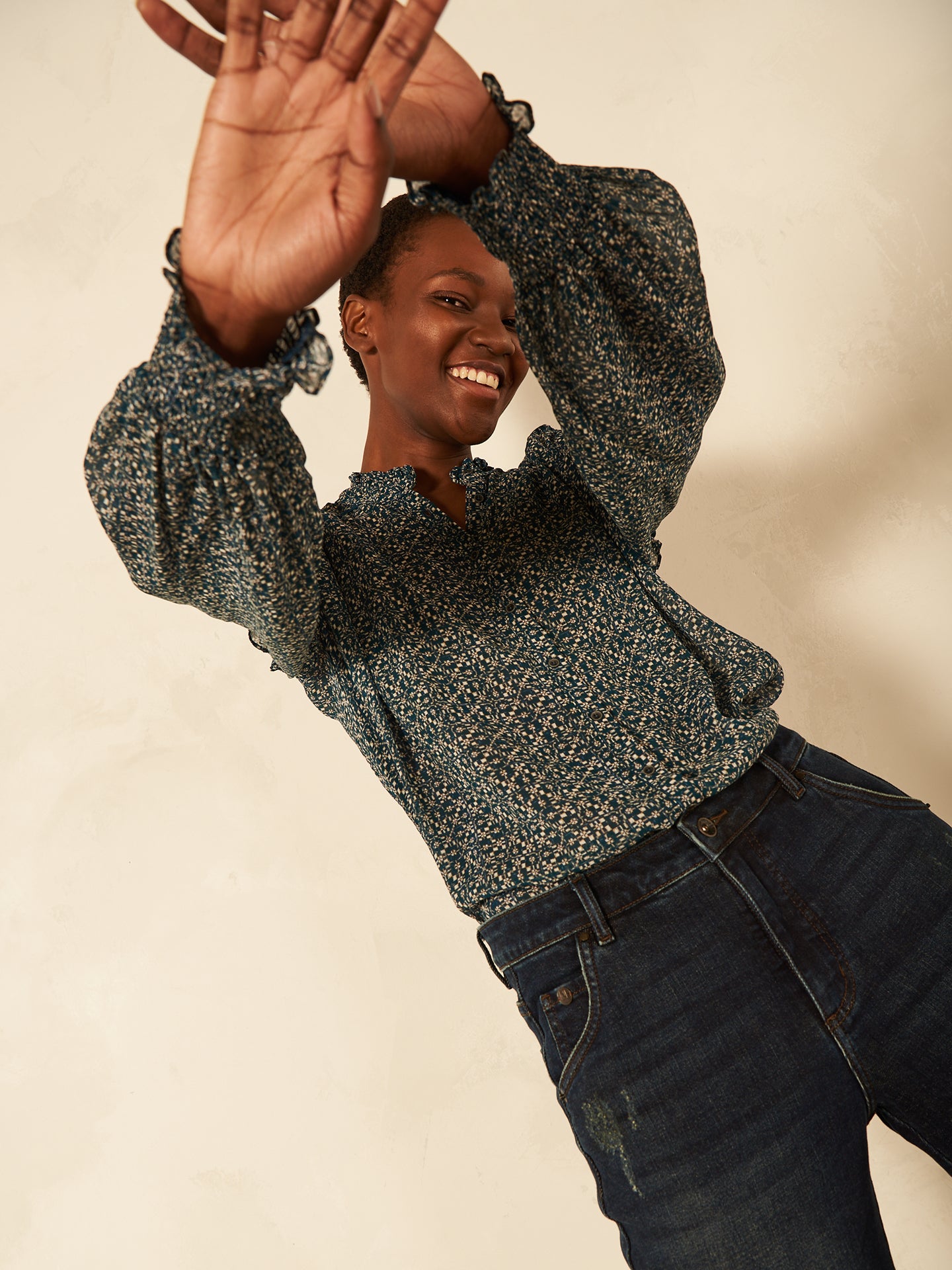 blouse avec détails à volants