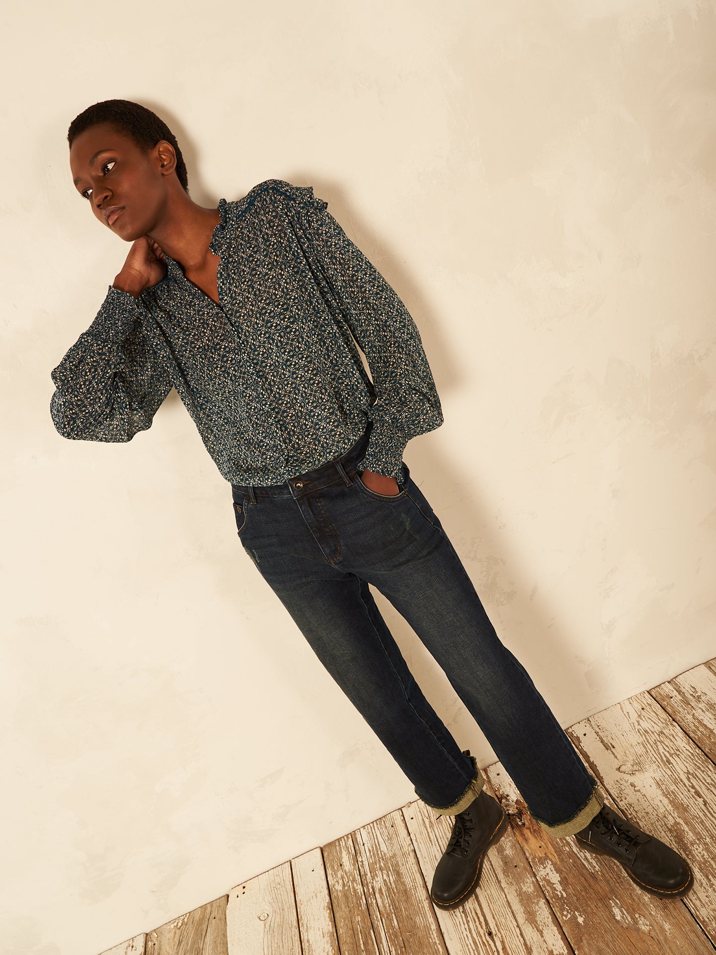 blouse avec détails à volants
