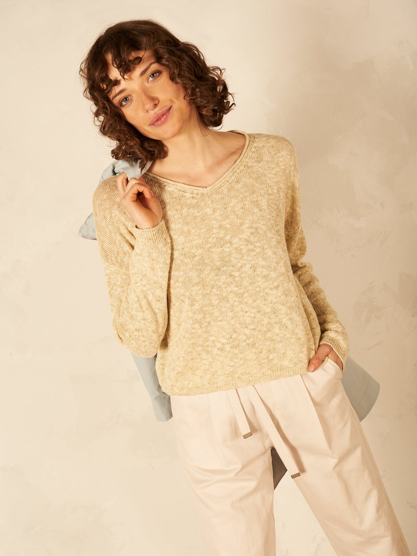 Strickpullover mit Leinen