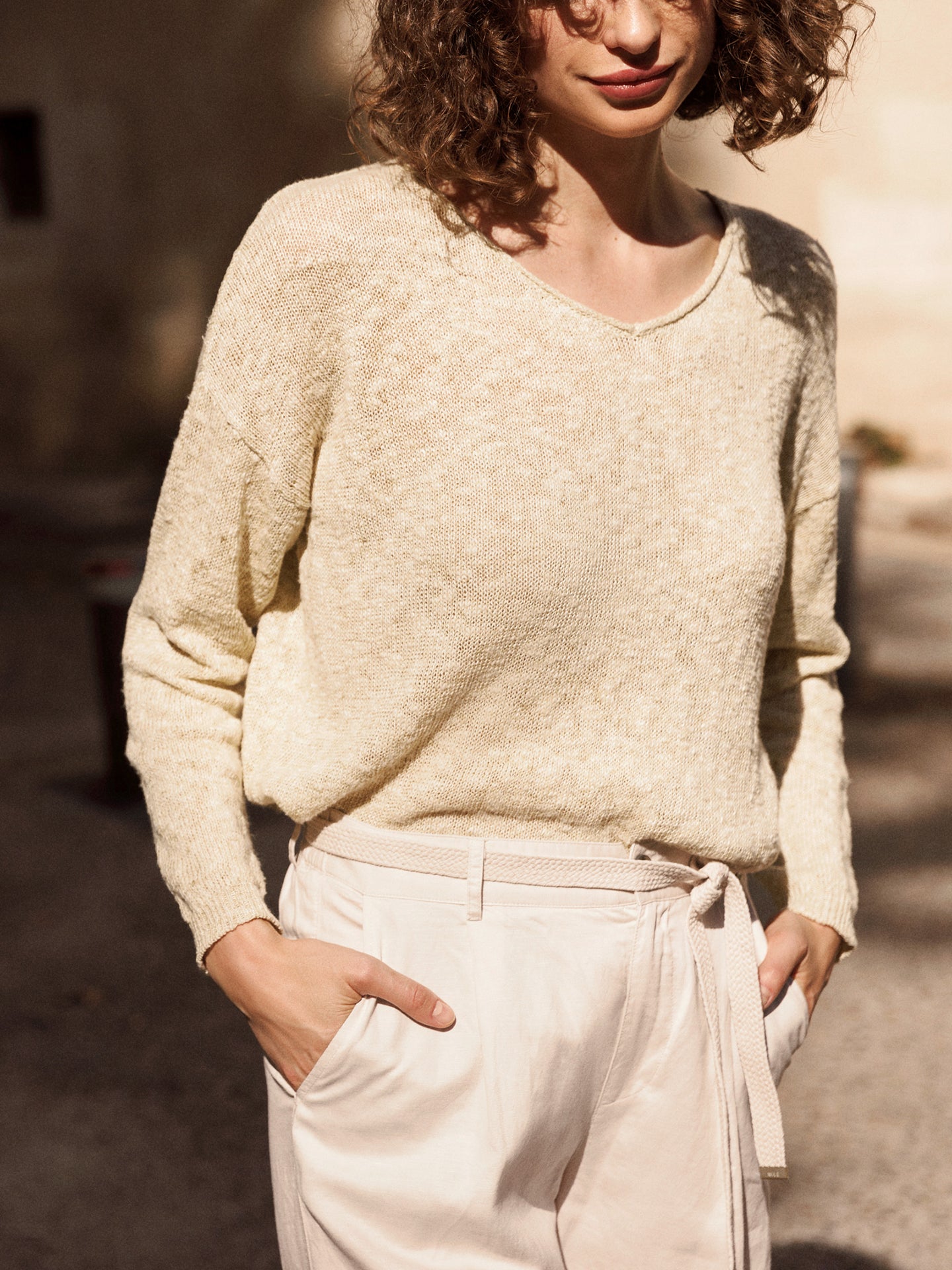 Strickpullover mit Leinen