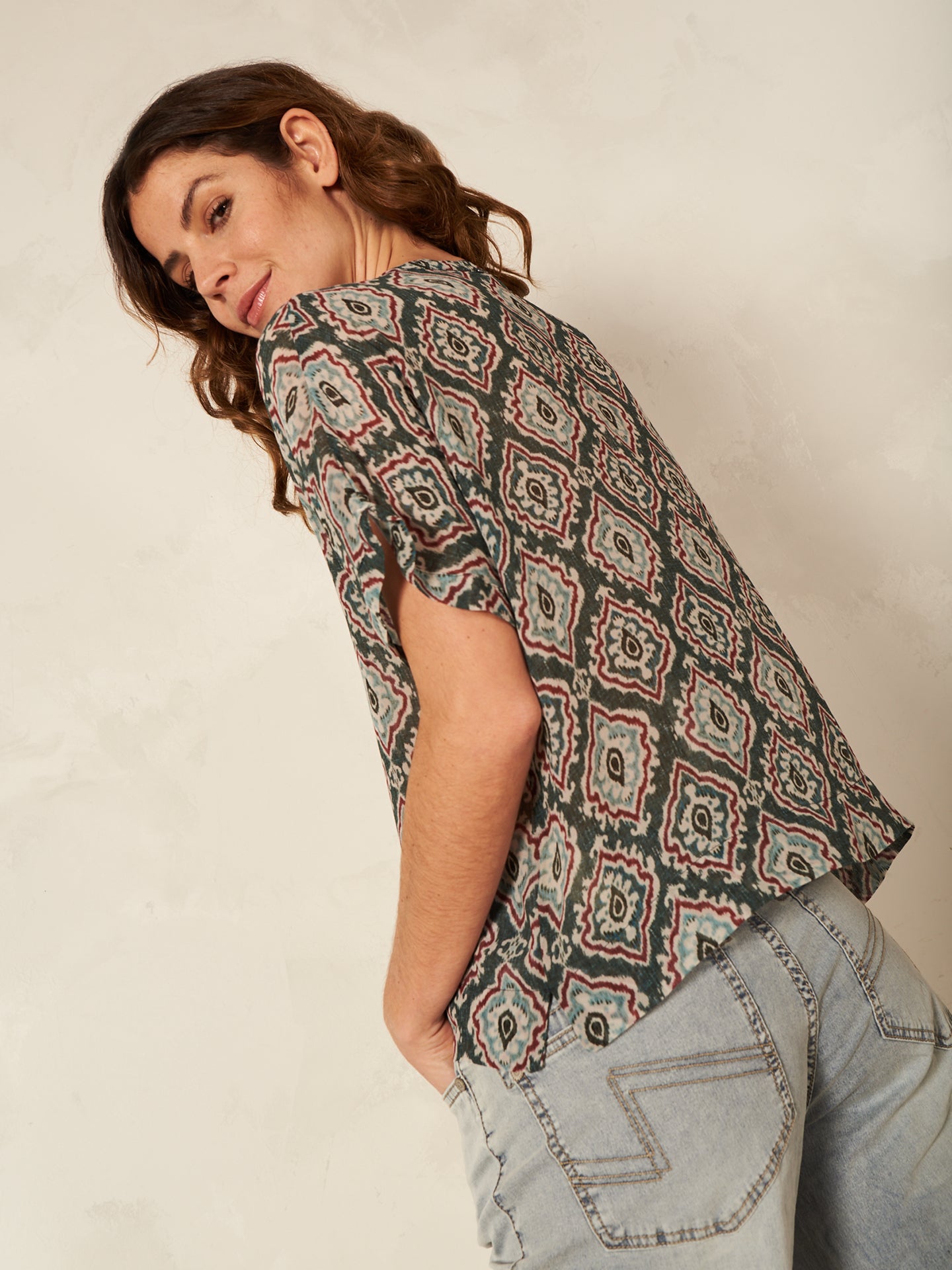 Bluse mit Stehkragen