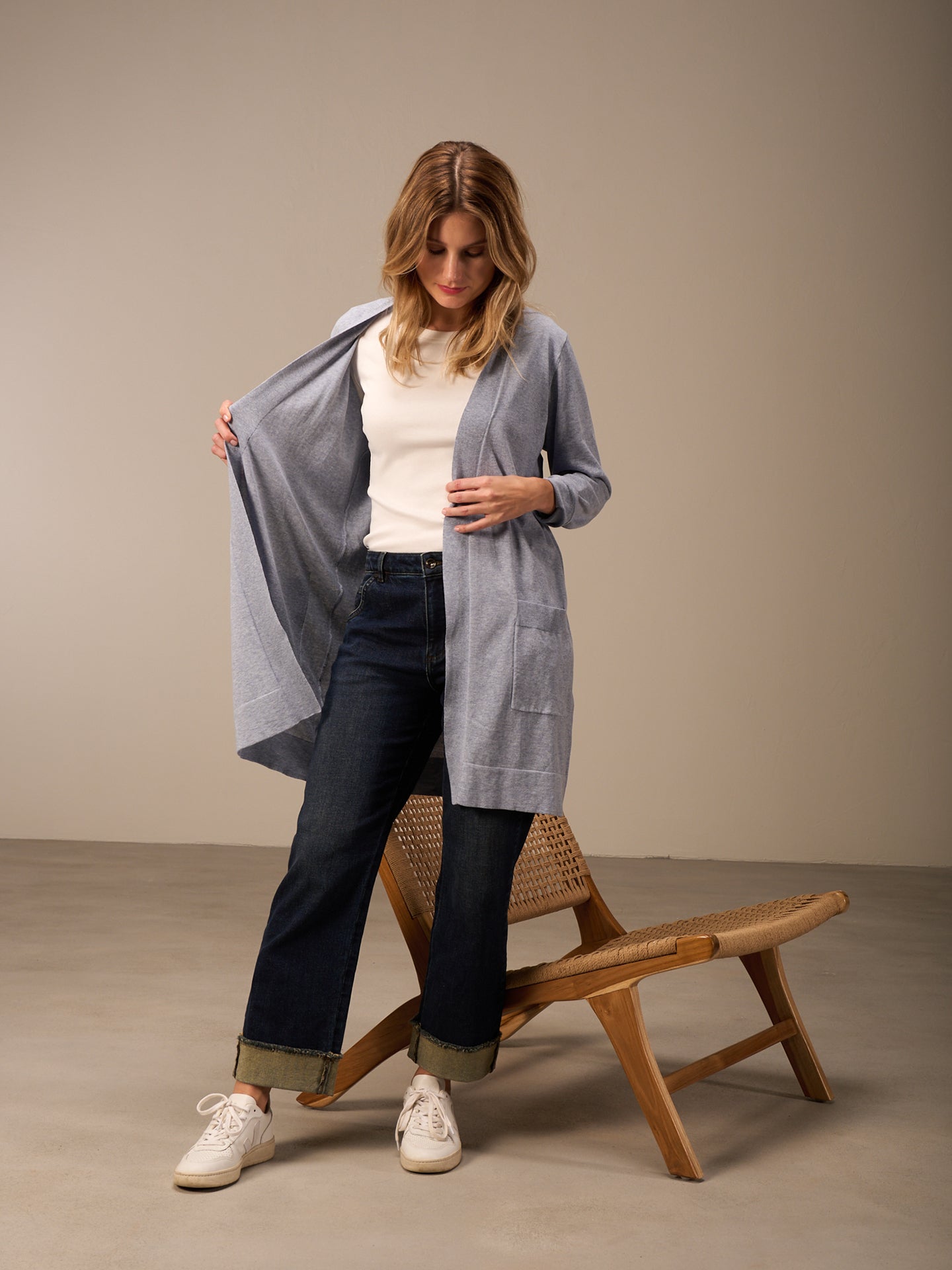 Giacca in maglia con scollo a V