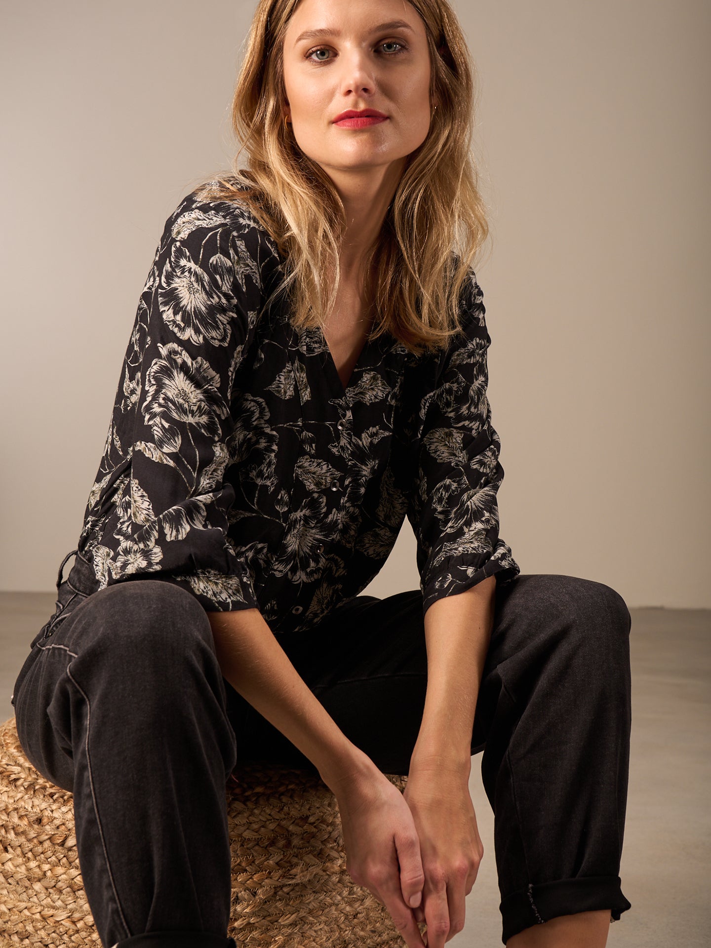 blouse à manches 3/4