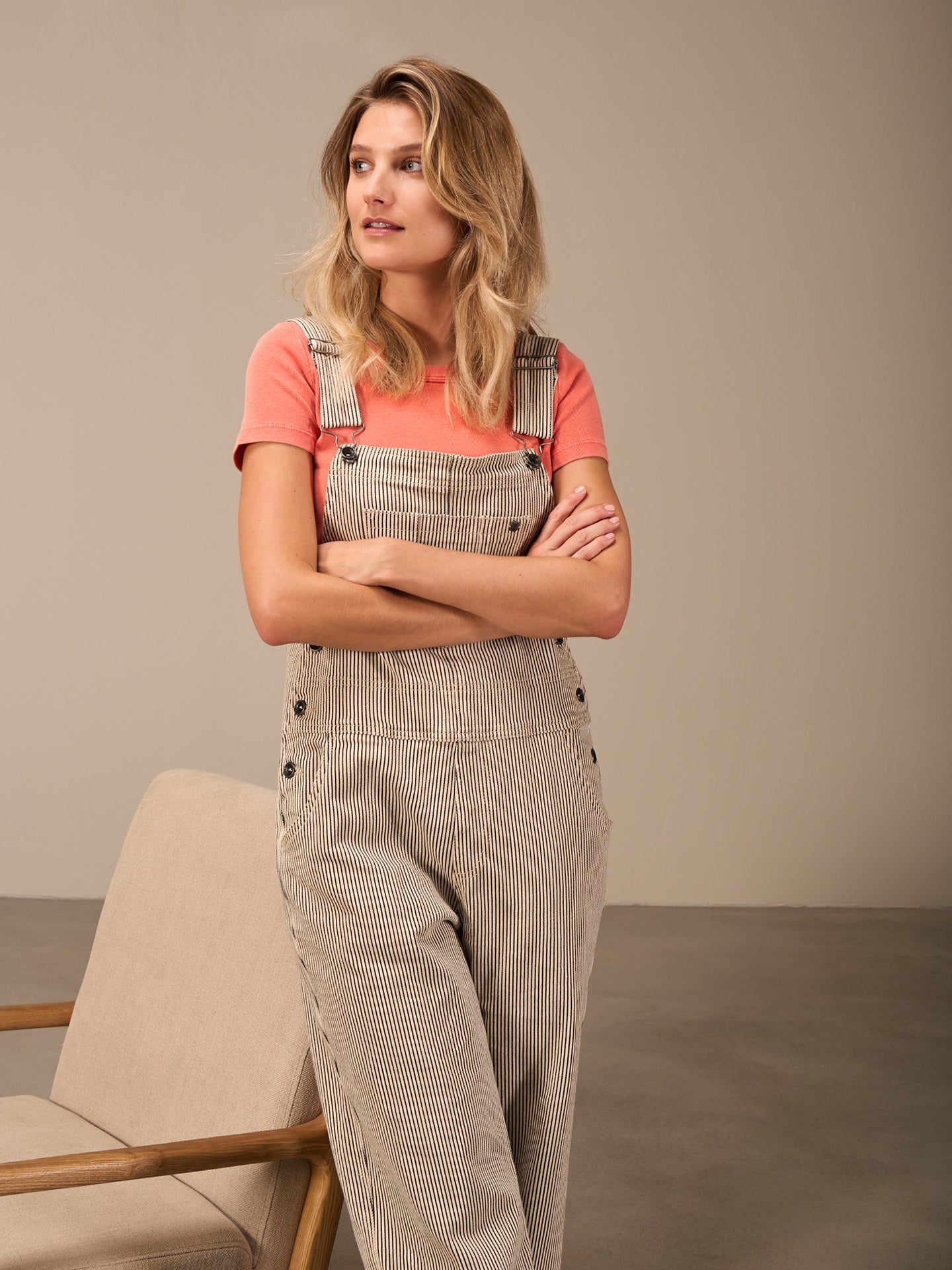 Striped overalls
