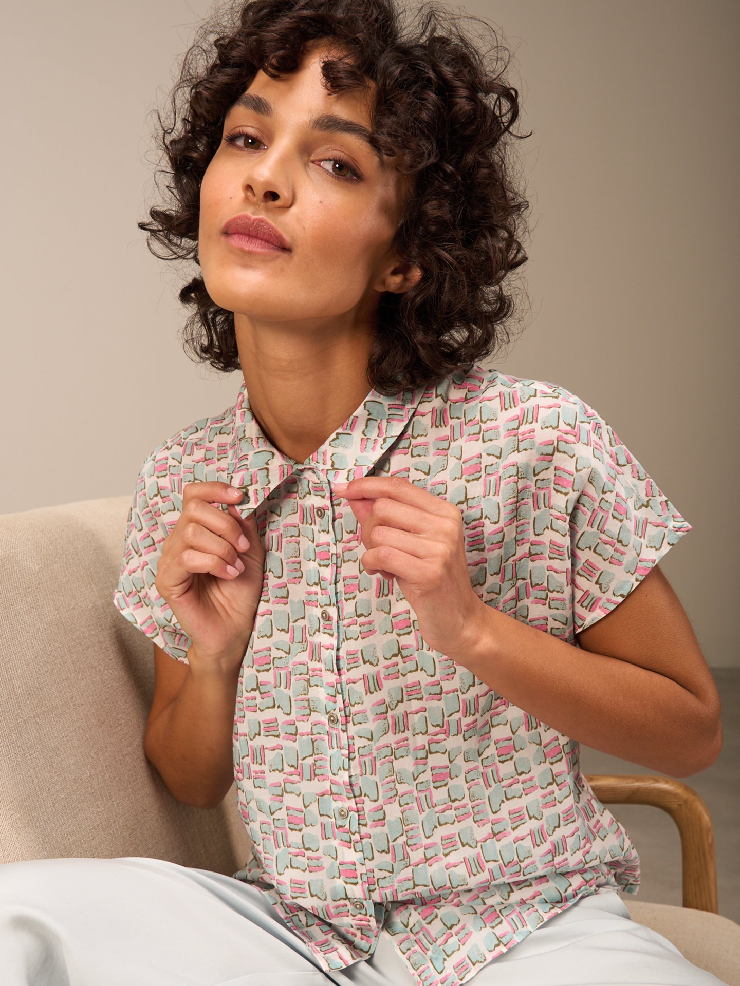 Blouse with button placket