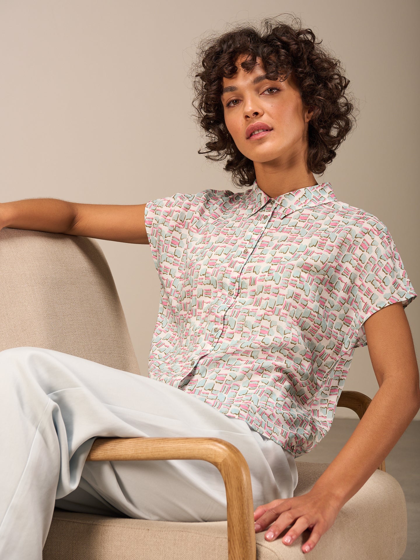 Blouse with button placket