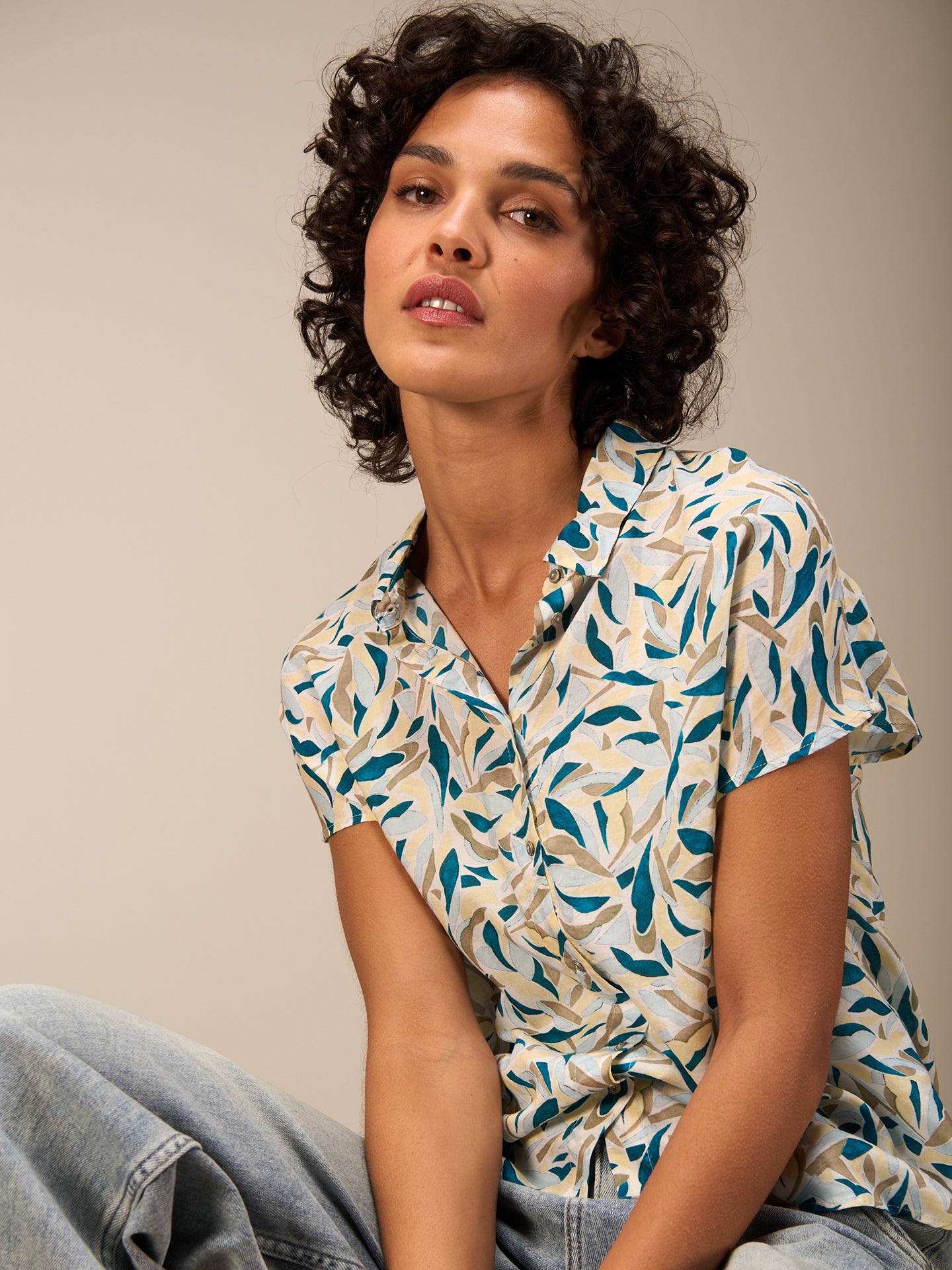 Blouse with button placket