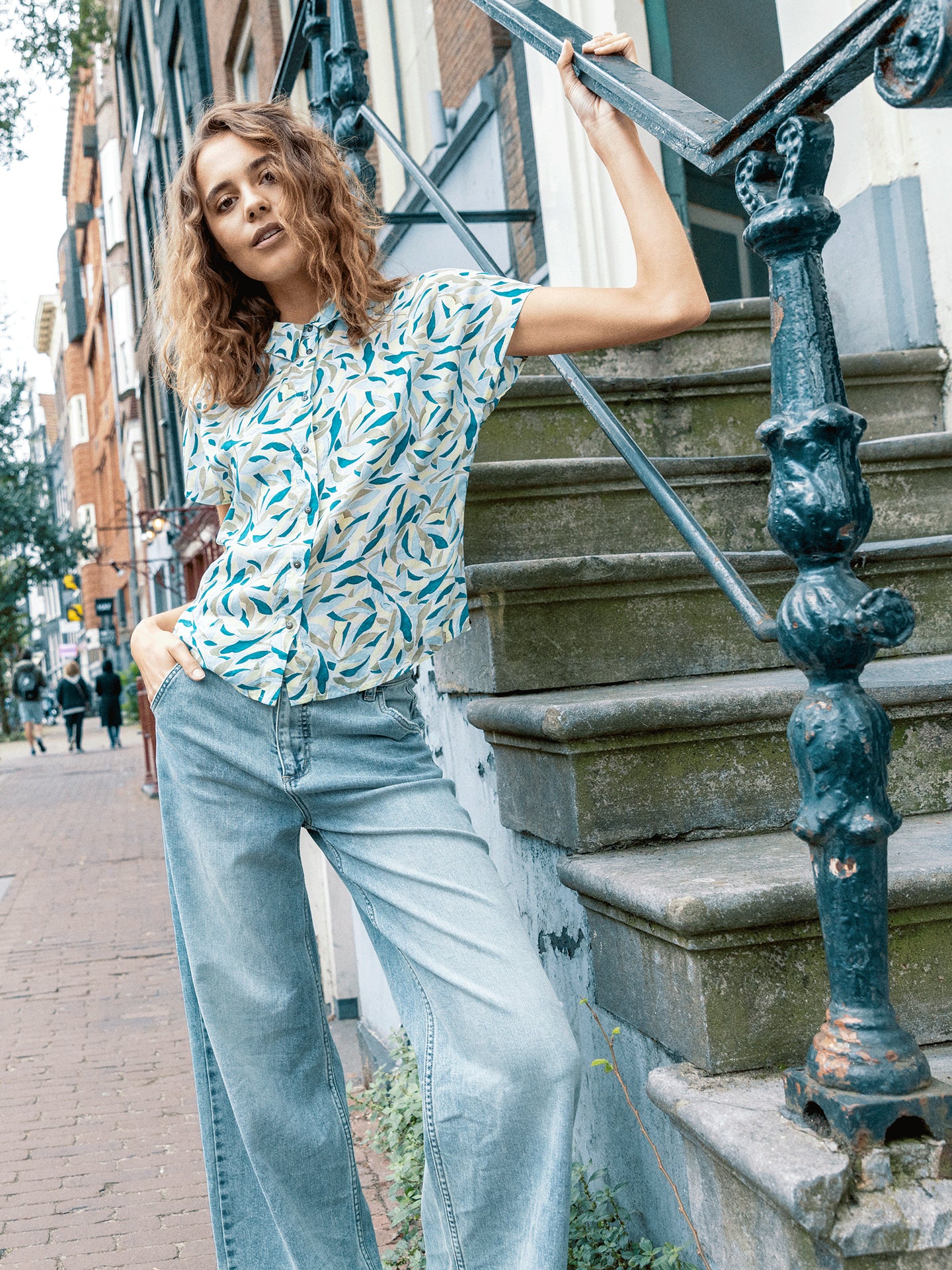 Blouse with button placket