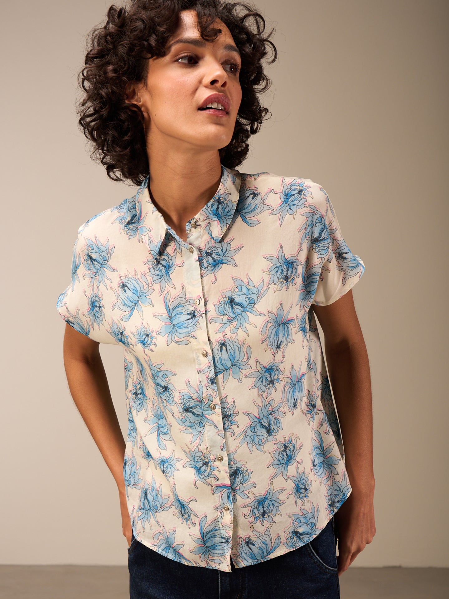 Blouse with button placket