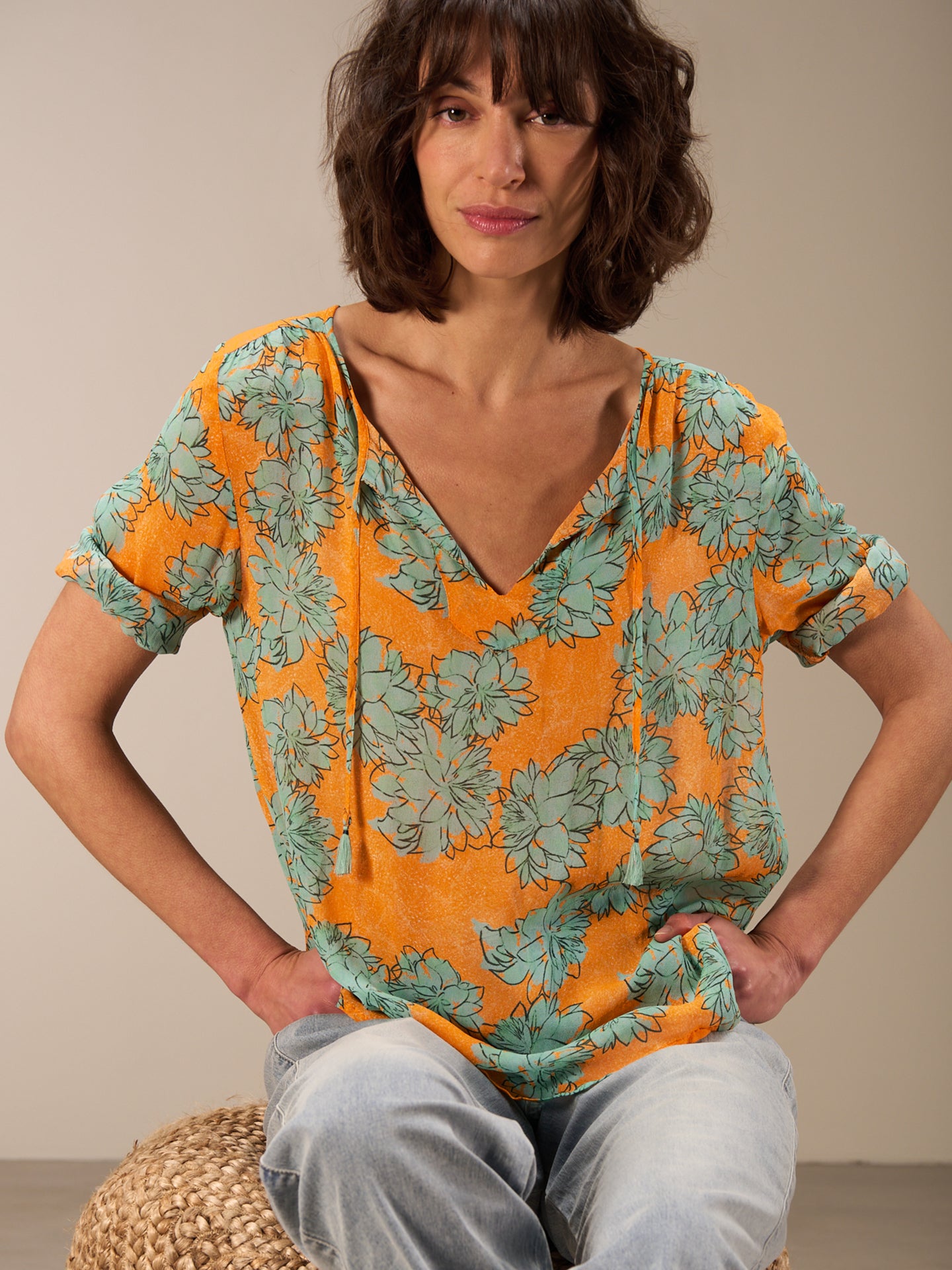 blouse à manches 3/4