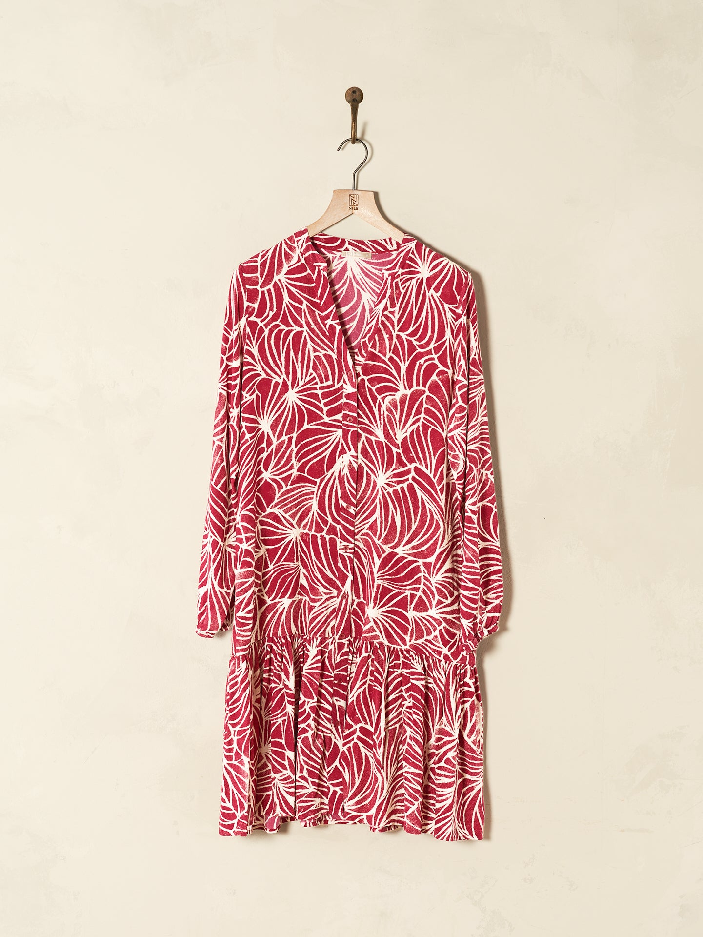 Dress with stand-up collar