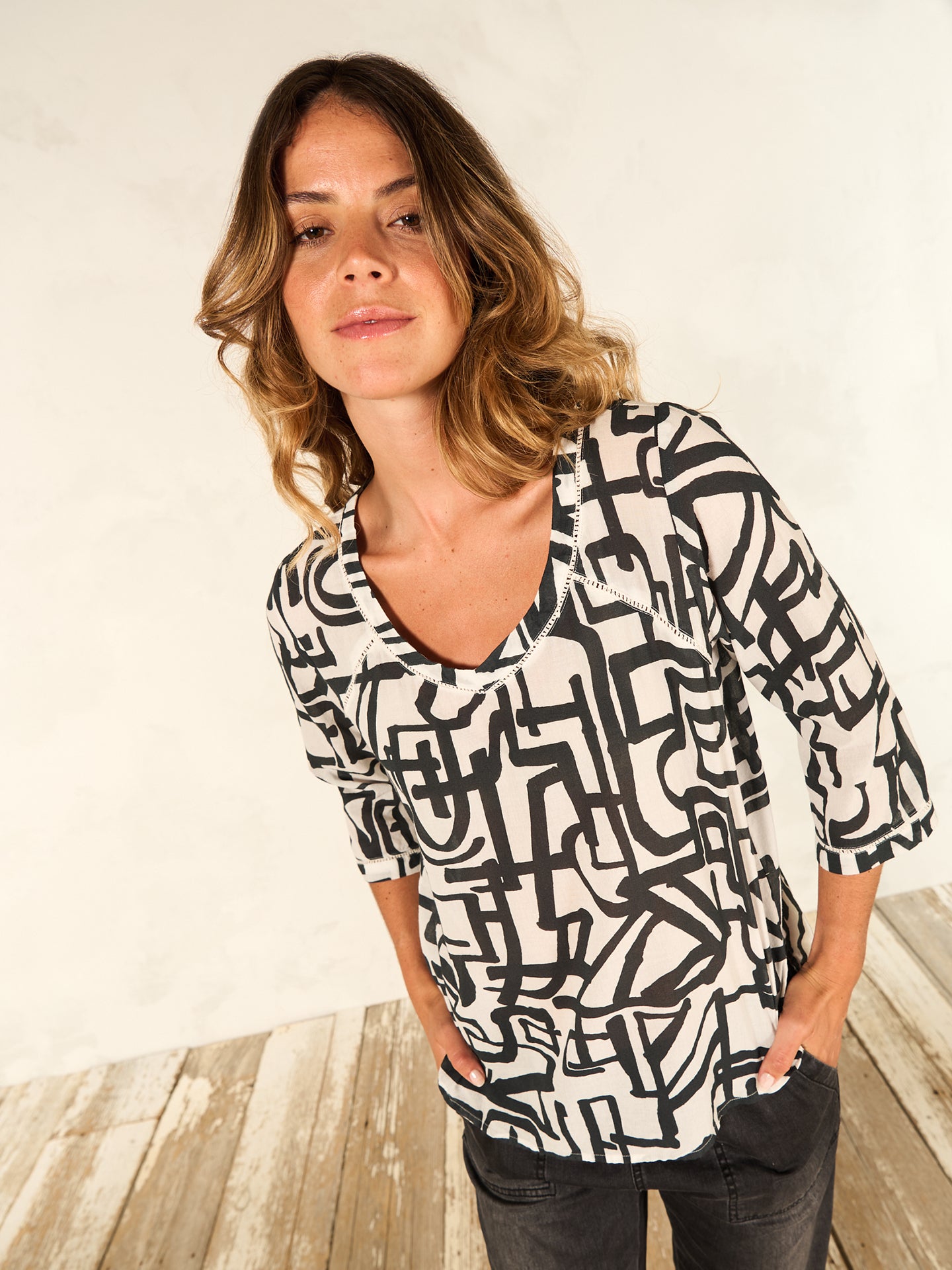 V-neck blouse