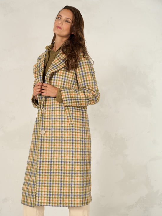 Coat with check pattern
