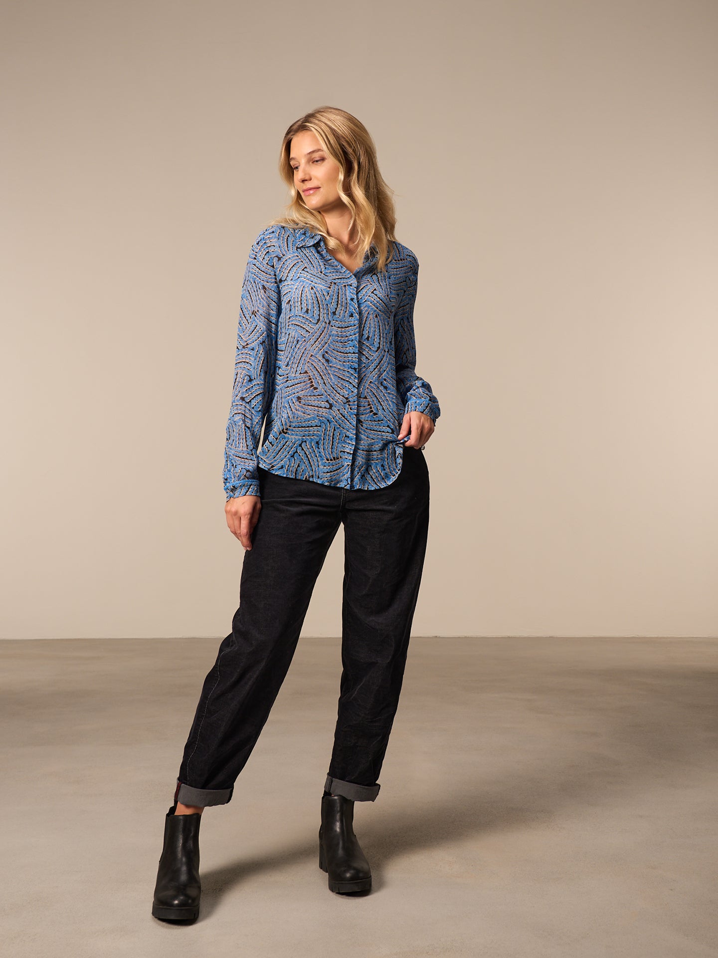 Blouse with button placket