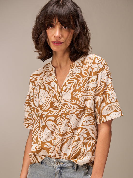 Blouse with stand-up collar