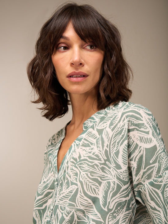 Blouse with stand-up collar
