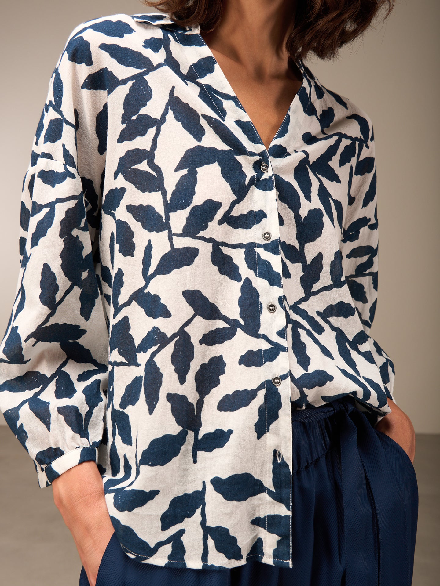 Blouse with button placket