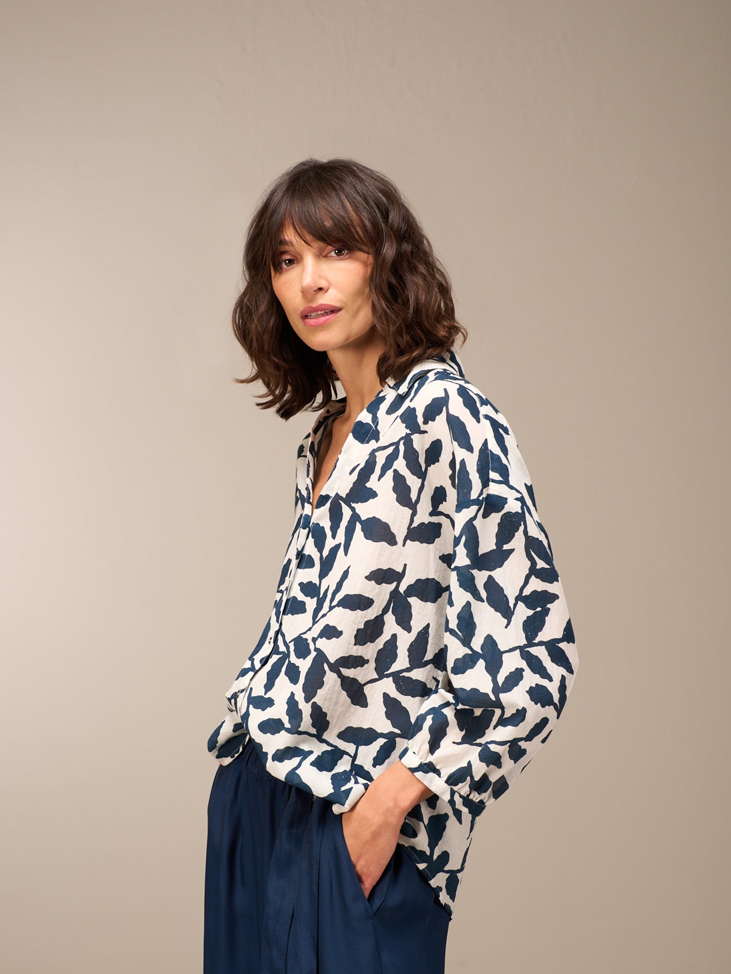 Blouse with button placket