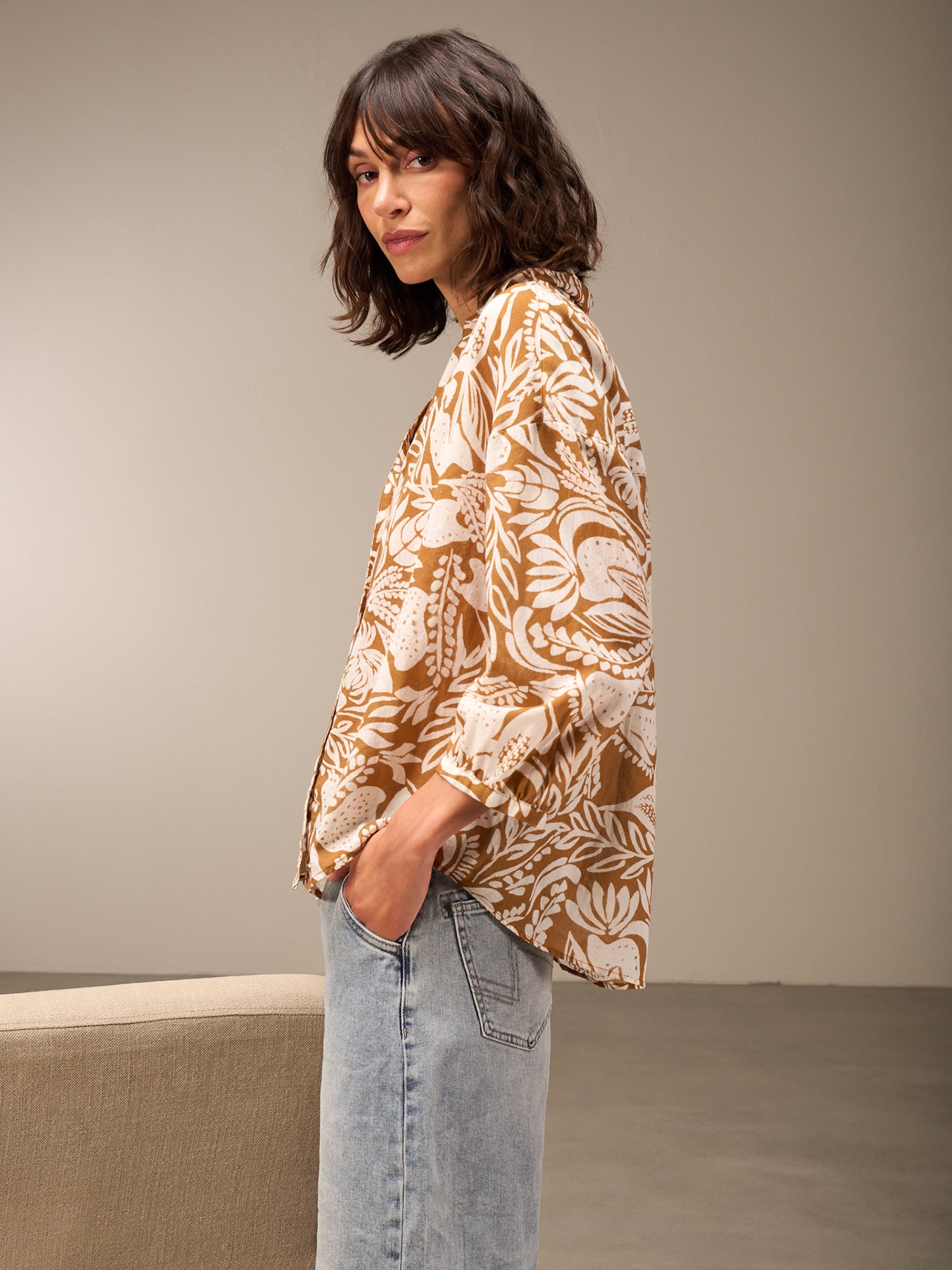 Blouse with button placket