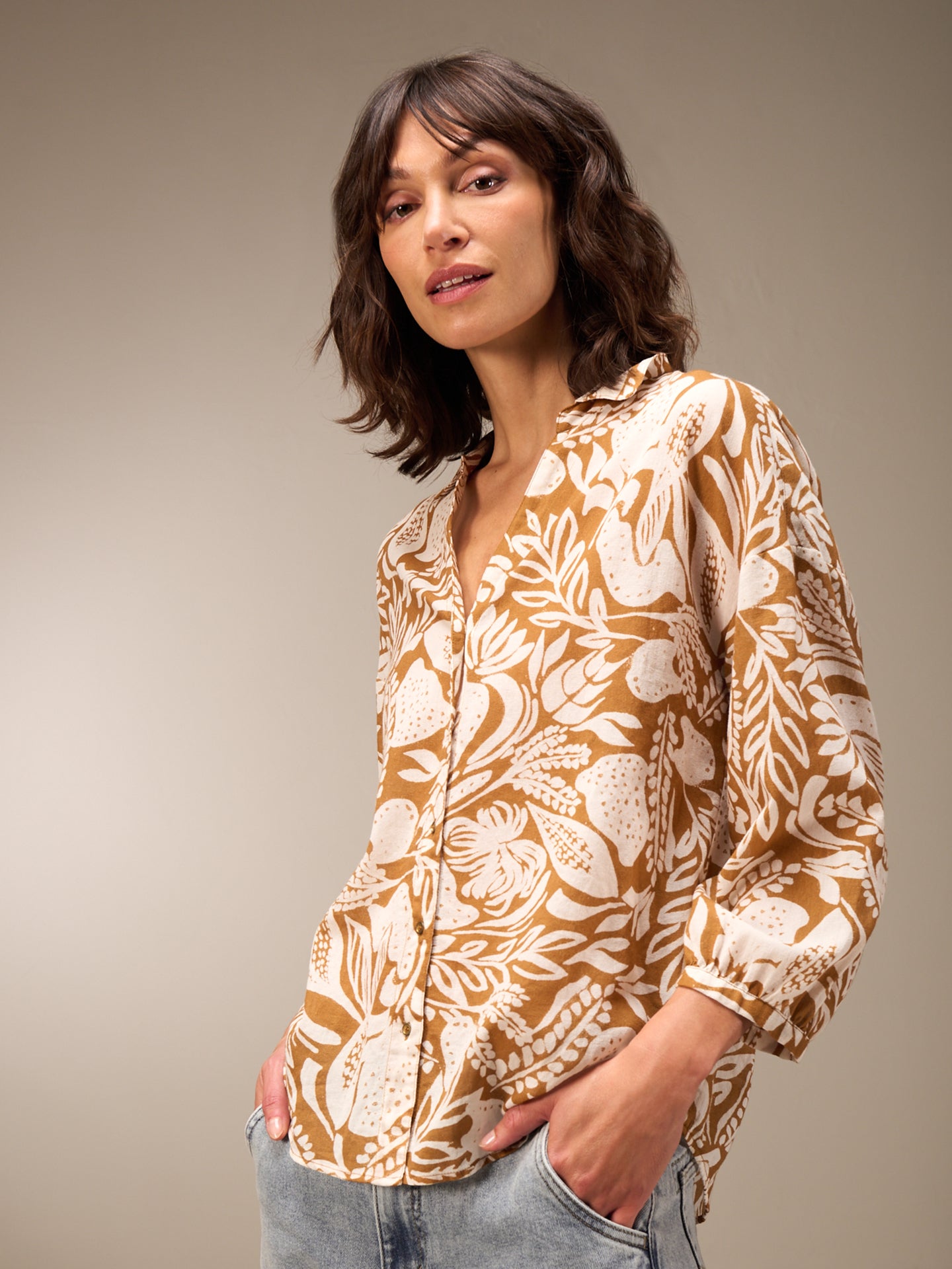 Blouse with button placket