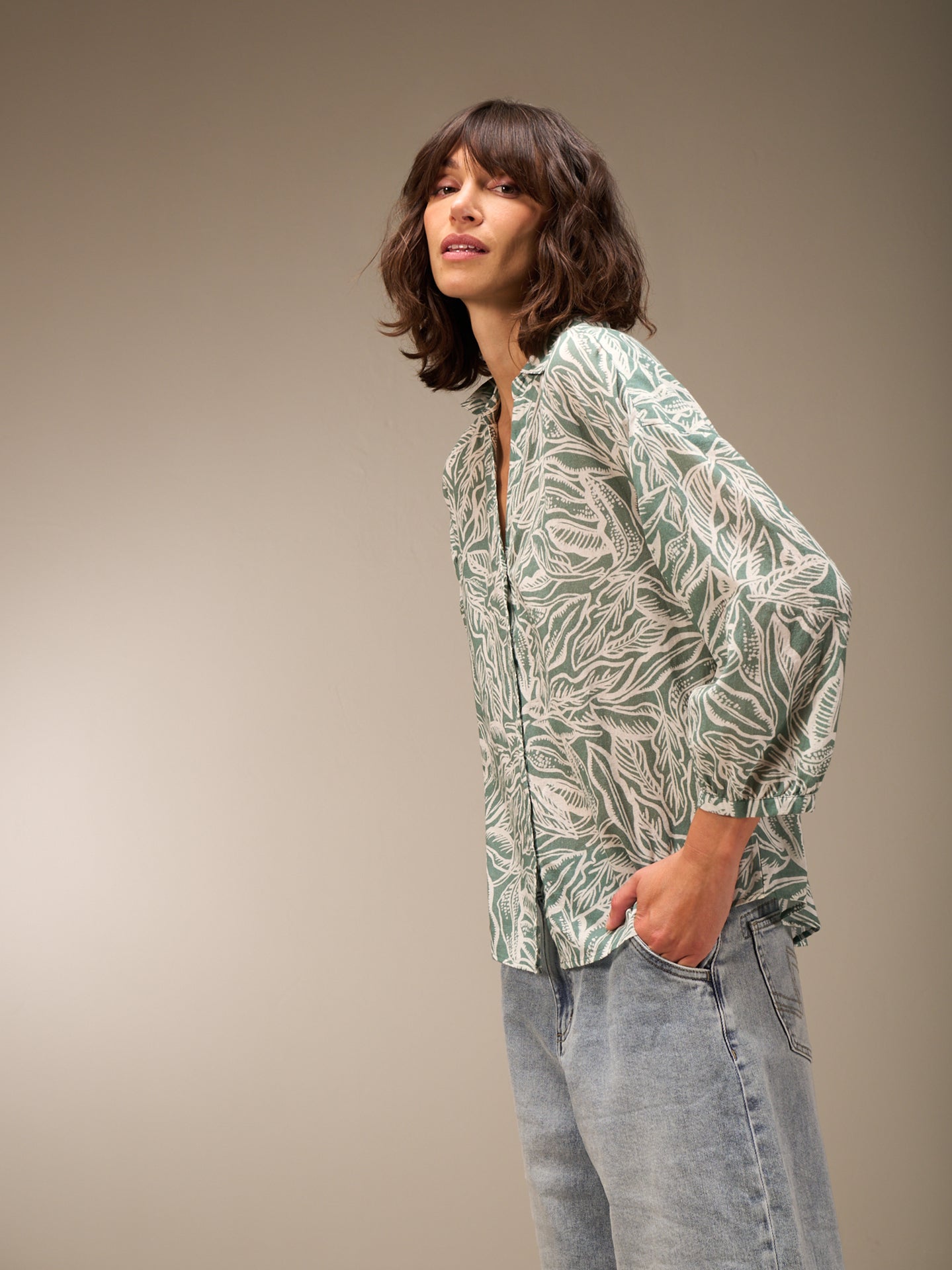 Blouse with button placket