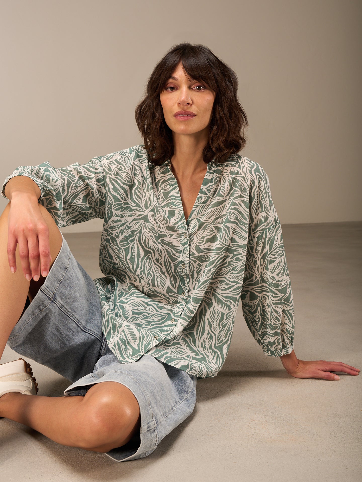 Blouse with button placket