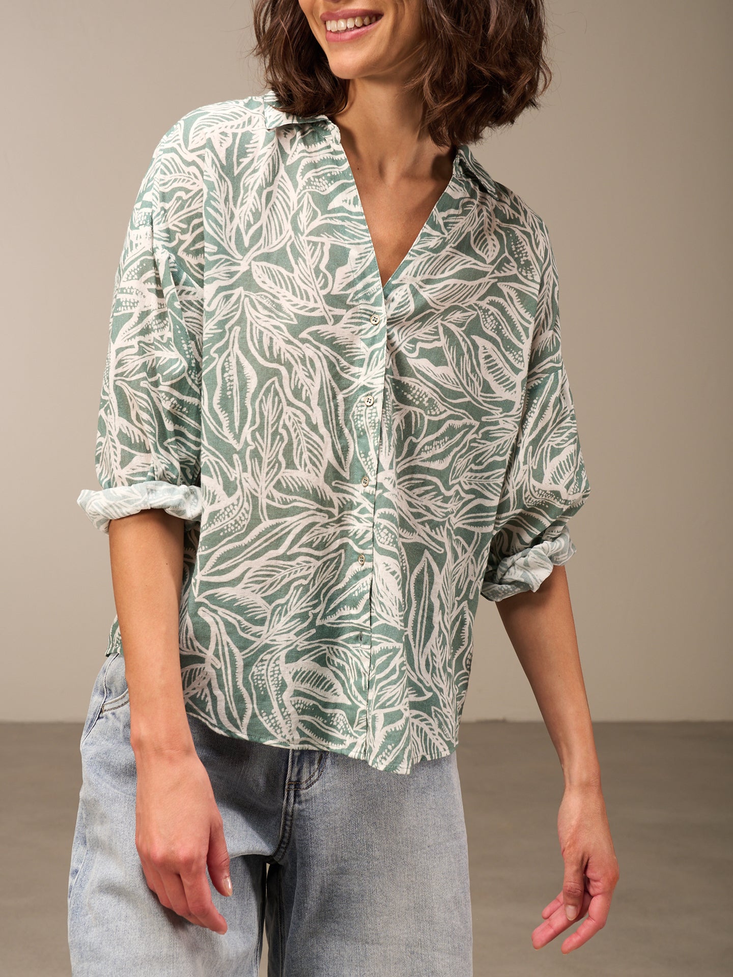 Blouse with button placket