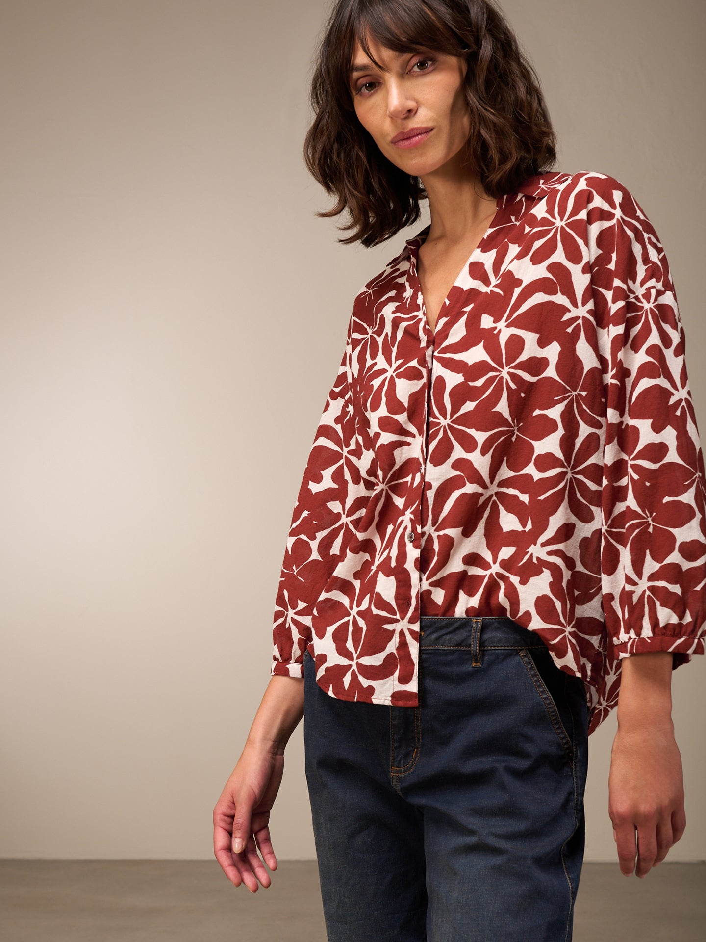Blouse with button placket
