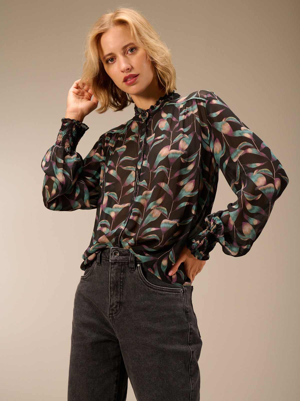 Blouse with ruffle detail