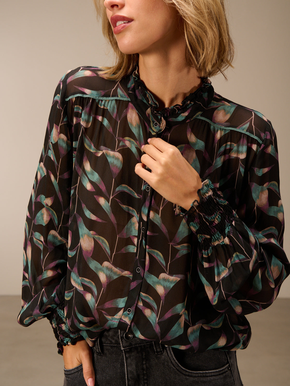 Blouse with ruffle detail