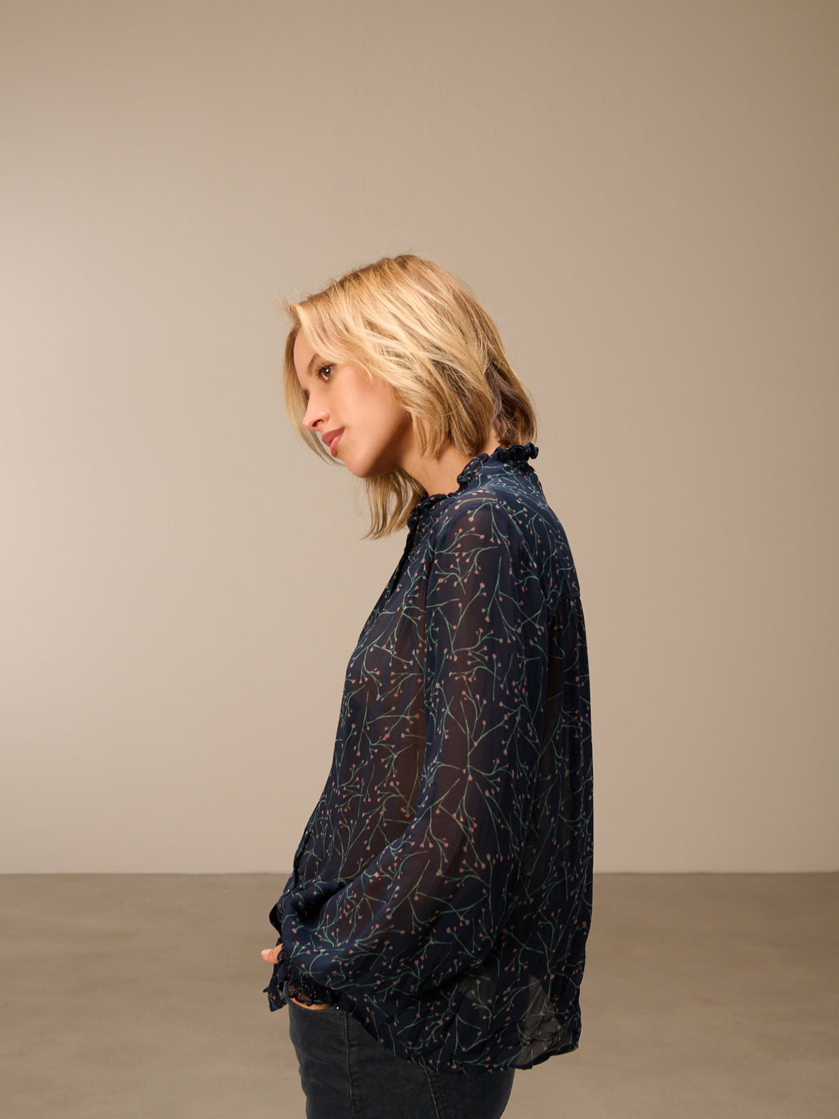 Blouse with ruffle detail